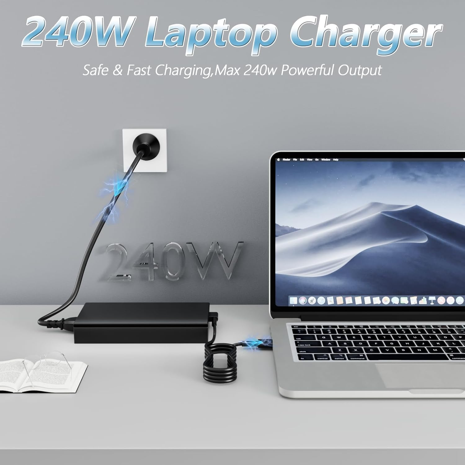 240W Rectangle Conn Charger Compatible with ASUS ROG Zephyrus G16 GU605 GU605MY GU605MZ GU605M GU605MZ-XS96 GU605MY-XS96 FA608WI-AB96 FA608WV-DB94,TUF Gaming A16 FA608 FA608W FA608WI FA608WV image number 2