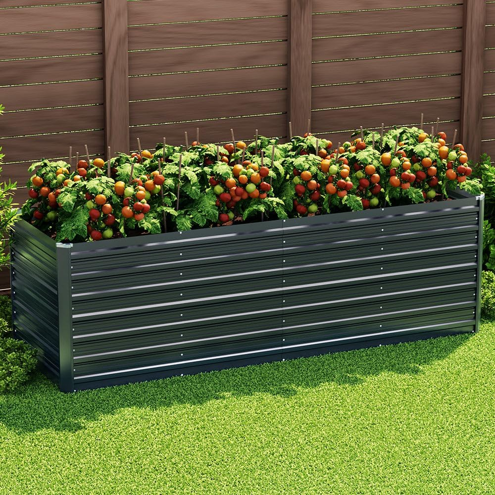2X Galvanised Steel Raised Garden Bed Instant Planter 160 X 80 X 77Cm Aluminium
