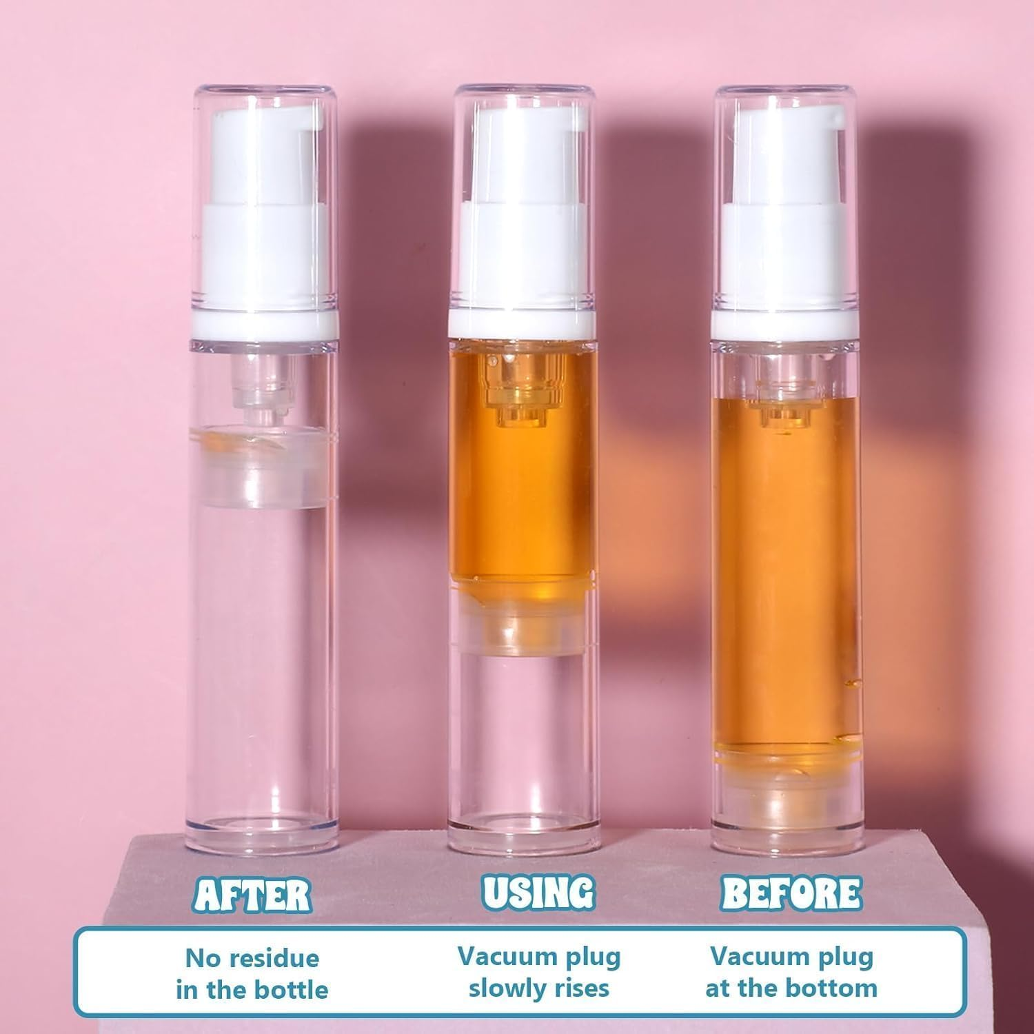 6 Pcs Travel Essentials Empty Airless Pump Bottles, Refillable Clear Travel Lotion Containers Vacuum Cosmetic Container Press Bottles for DIY Foundation, Gel, Essence, Lotion, Moisturiser (10Ml) image number 5