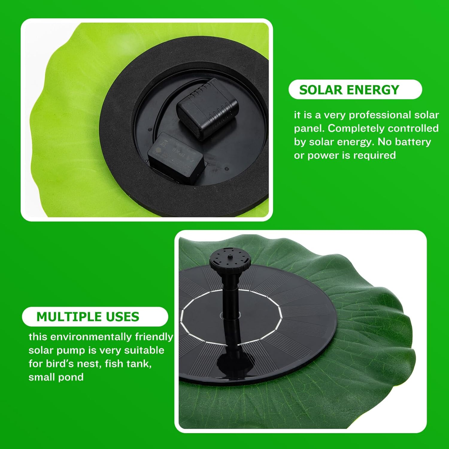 Solar Powered Sprinkler Fountain Kit for Outdoor Garden Floating Water Fountain with Efficient Solar Panel Automatic Circulating Pump for Bird Bath and Fish Water Garden image number 2