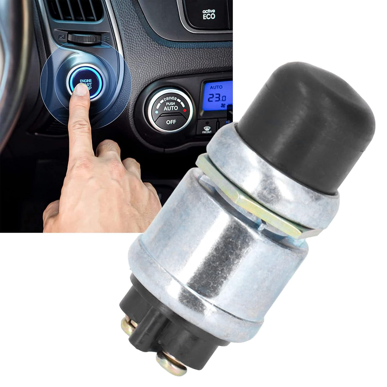 Engine Start Switch Button, 12V 24V 20A Momentary Push Button Switch, Engine Start Push Button Switch with Waterproof Cap Universal for Car Truck Boat RV ATV image number 2