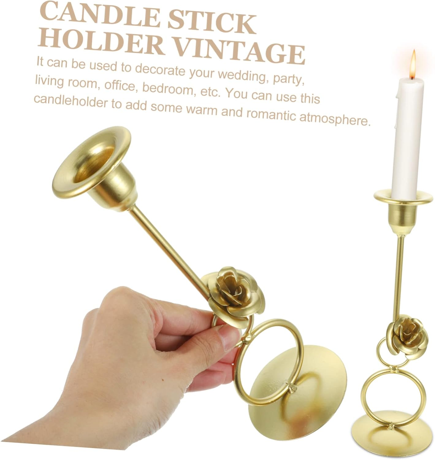 ABOOFAN Iron Candlestick Ornaments Metal Pillar Candle Holder Tabletop Centerpiece for Home Decor for Dinner Party Desk Display image number 1