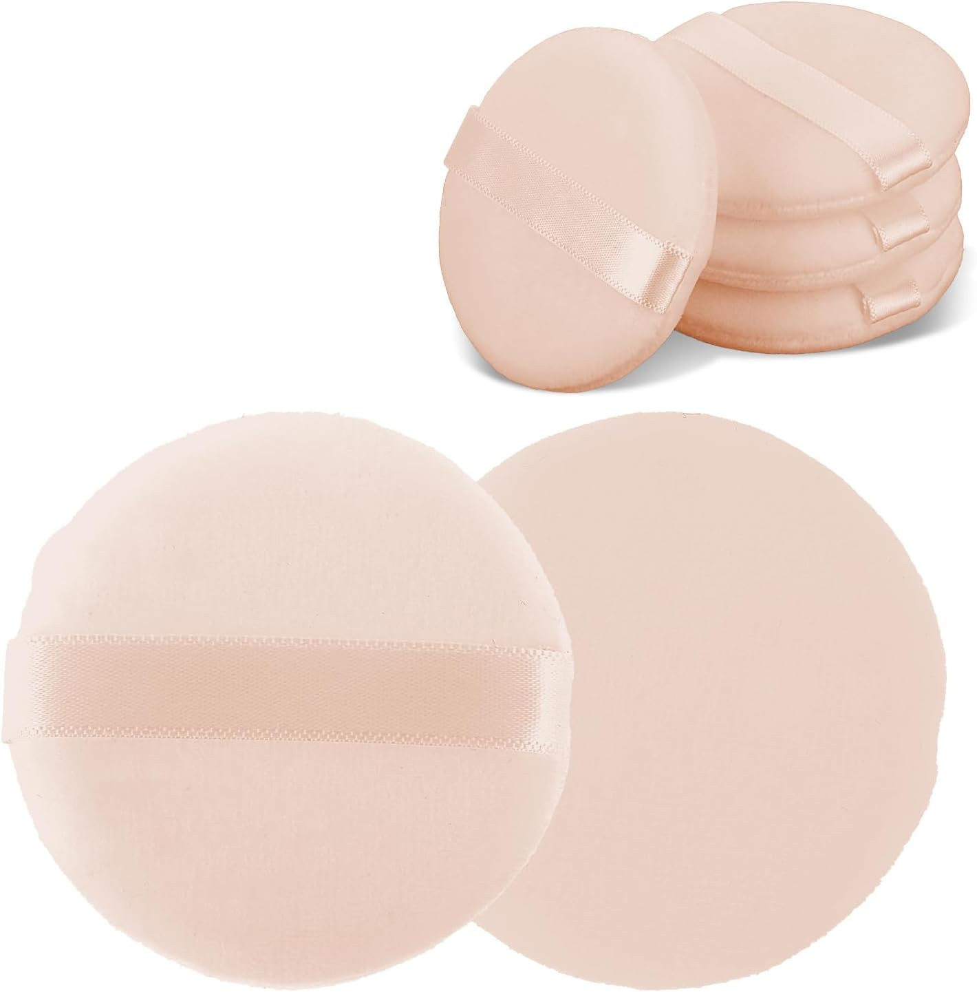 LXUEJIE Pack of 6 Loose Powder Puff round Powder Puff Makeup Cotton Powder Puff Face Sponge Cushion Puff round Velour Face Sponge for Foundation Blush Loose Setting Powder image number 3