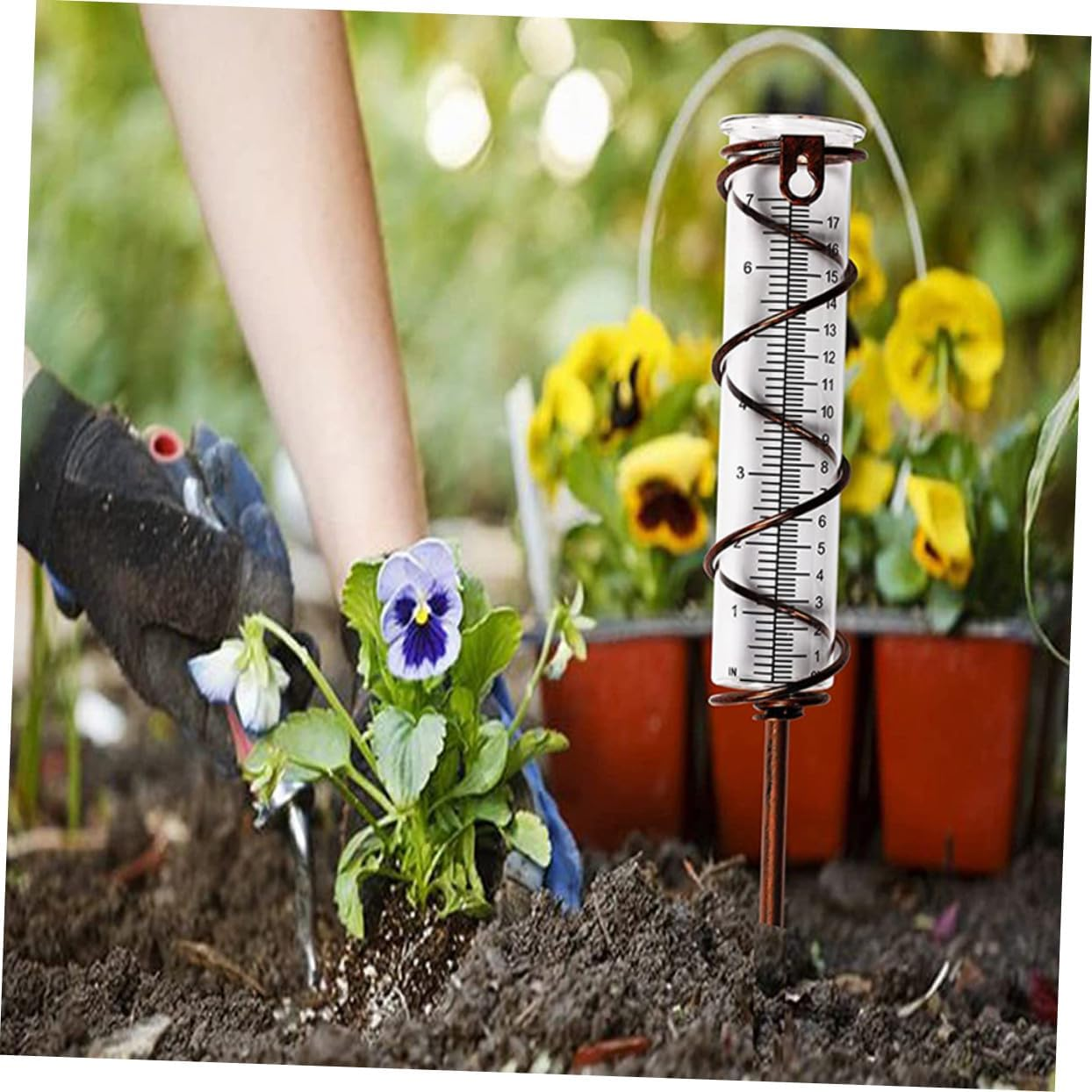 Ifundom 4Pcs Glass Rain Gauge Test Tubes 6-Inch 7-Inch Outdoor Yard Rainfall Measuring Cylinders Scale for Garden and Home Rain Meter Tools image number 4