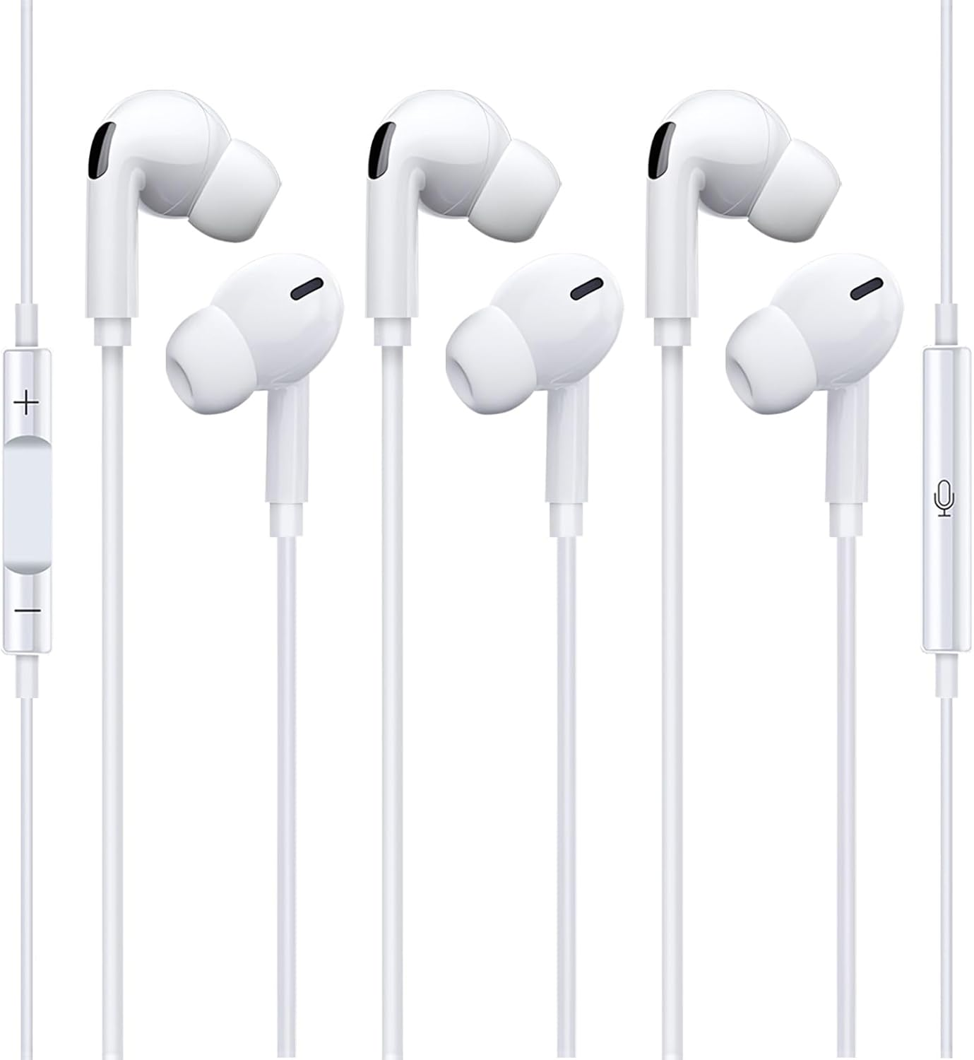 3 Pack Cable Headphones for Iphone, In-Ear Cable Headphones for Apple with Microphone & Volume Control, Noise Isolation, Compatible with Iphone 14/13/12/11/X/SE, All Ios