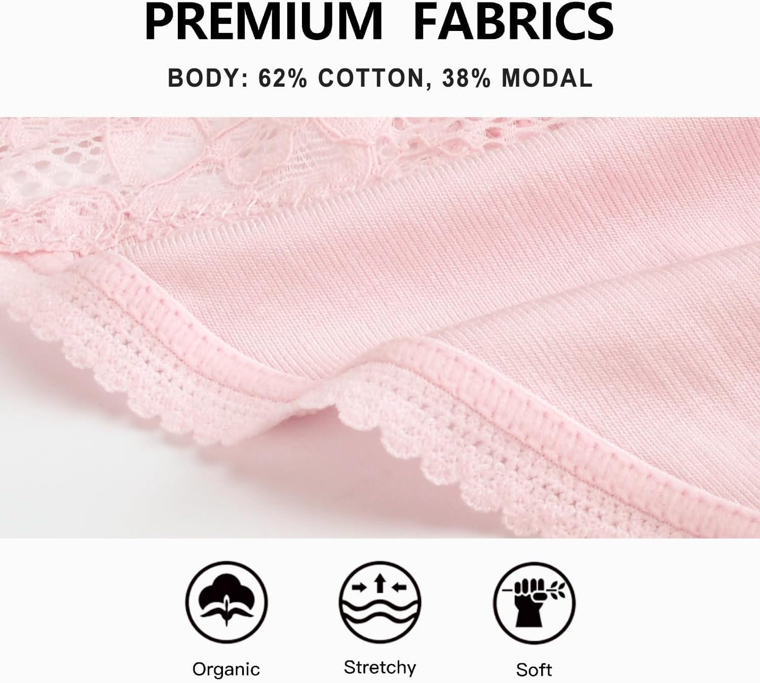 VOENXE Seamless Thongs Underwear for Women,No Show Lace String Thong Undies,Invisible Ladies Breathable Comfort Panties,Soft Gym Sports Tanga,5-Pack image number 5