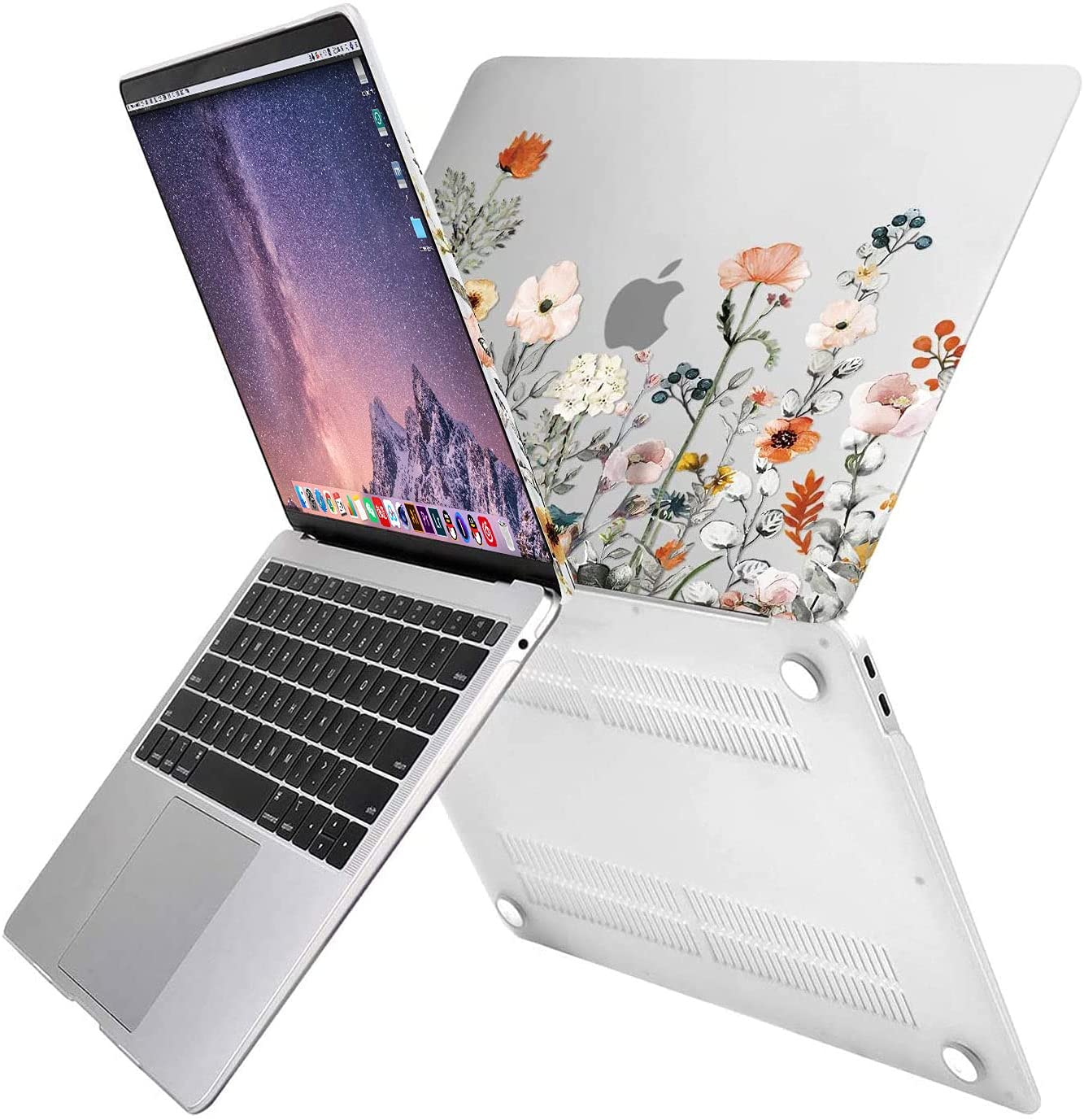 MOSISO Compatible with Macbook Air 13 Inch Case 2022 2021 2020 2019 2018 Release A2337 M1 A2179 A1932 Retina Display, Plastic Garden Flowers Hard Shell&Keyboard Cover&Screen Protector, Transparent image number 5