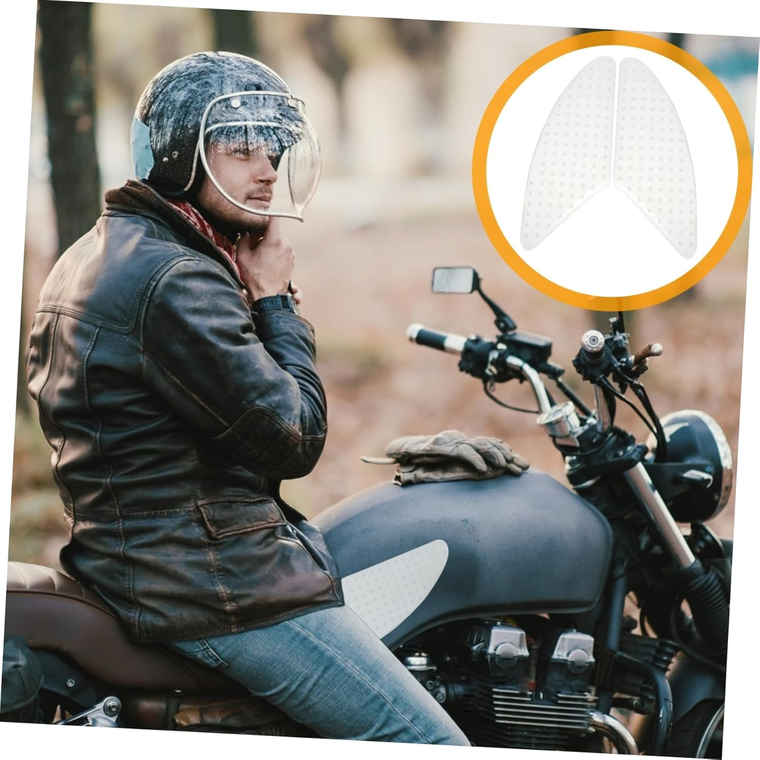 LIFKOME 3Pairs Motorcycle Fuel Tank Grip Decal Scratchproof Decal for Motorbike Easy Application Tank Pad image number 1