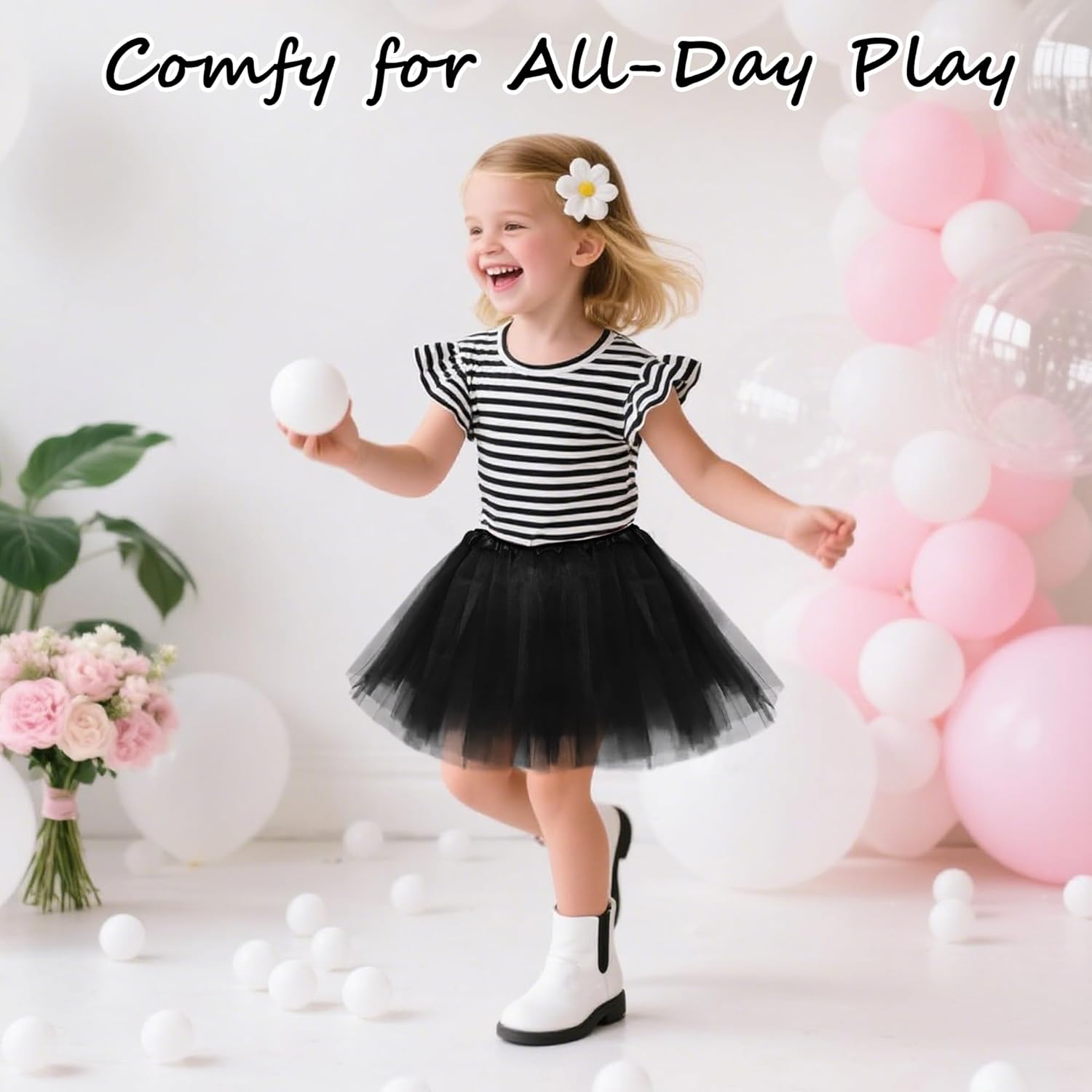 Tutu for Toddler Girls 4-12 Yrs 3 Layer Kids Tutu Skirts Tulle Ballet Tutus Dress up for Party Halloween Costume - Orange image number 6