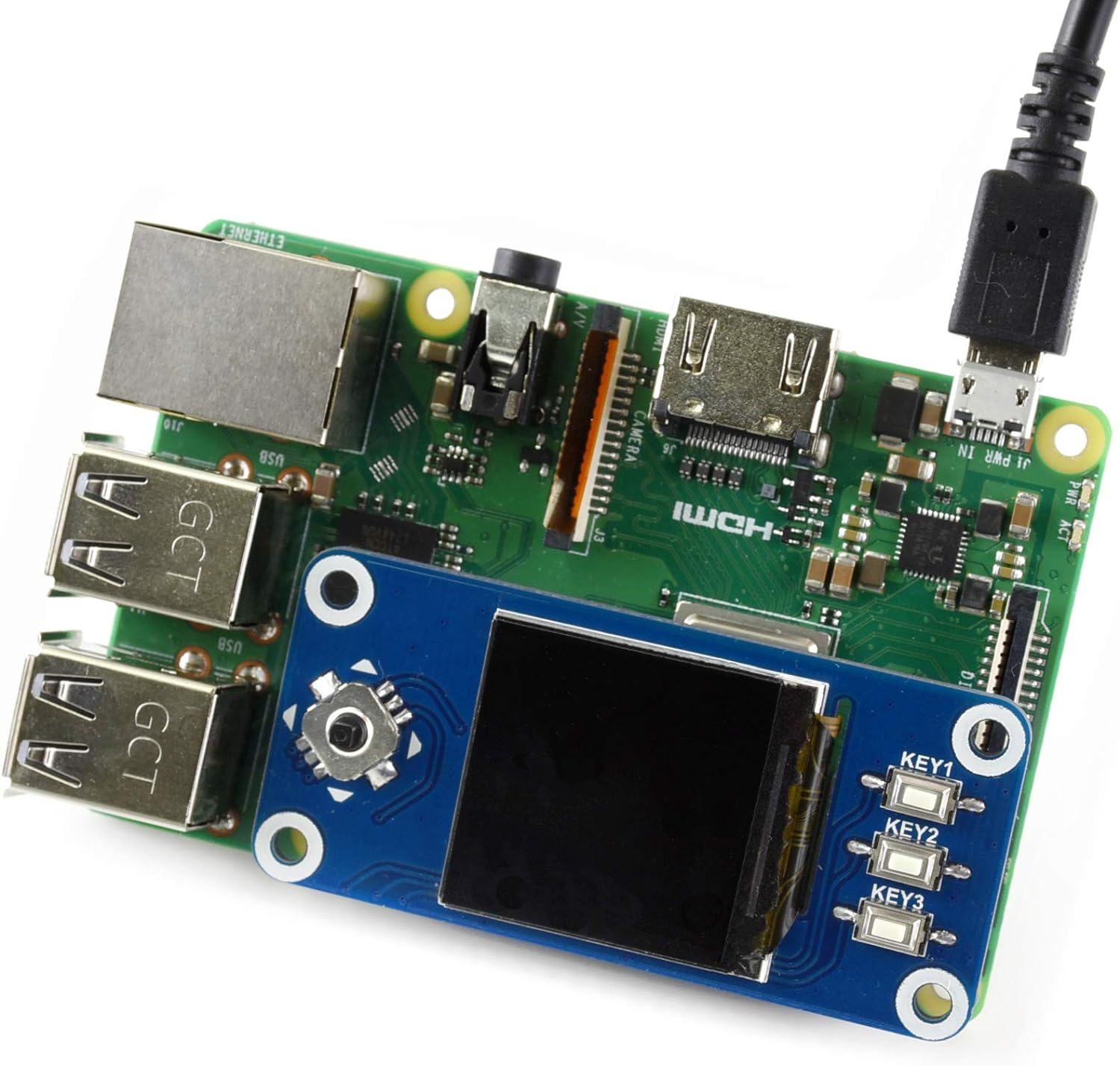Waveshare 1.3Inch IPS LCD 240X240 Pixels Display HAT Compatible with Raspberry Pi Series Motherboards,Three Buttons on Board, Simple and Practical,Provide Supporting Materials and Manuals
