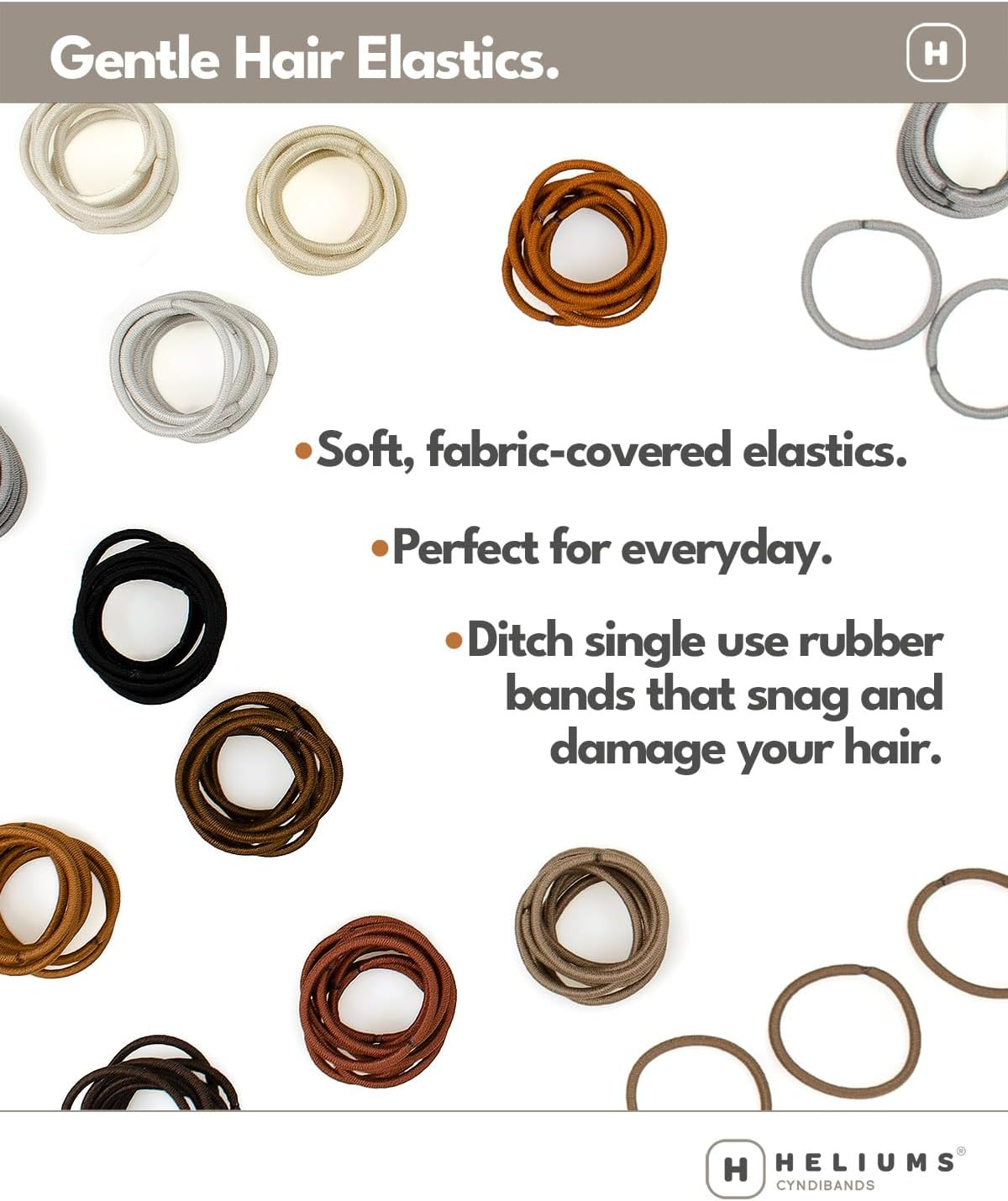 Heliums Small Hair Ties - Navy Blue - No Damage Mini 1 Inch Reusable 2Mm Elastics for Thin Hair and Kids, Neutral Ponytail Holders - 48 Count - Beige Blonde image number 7