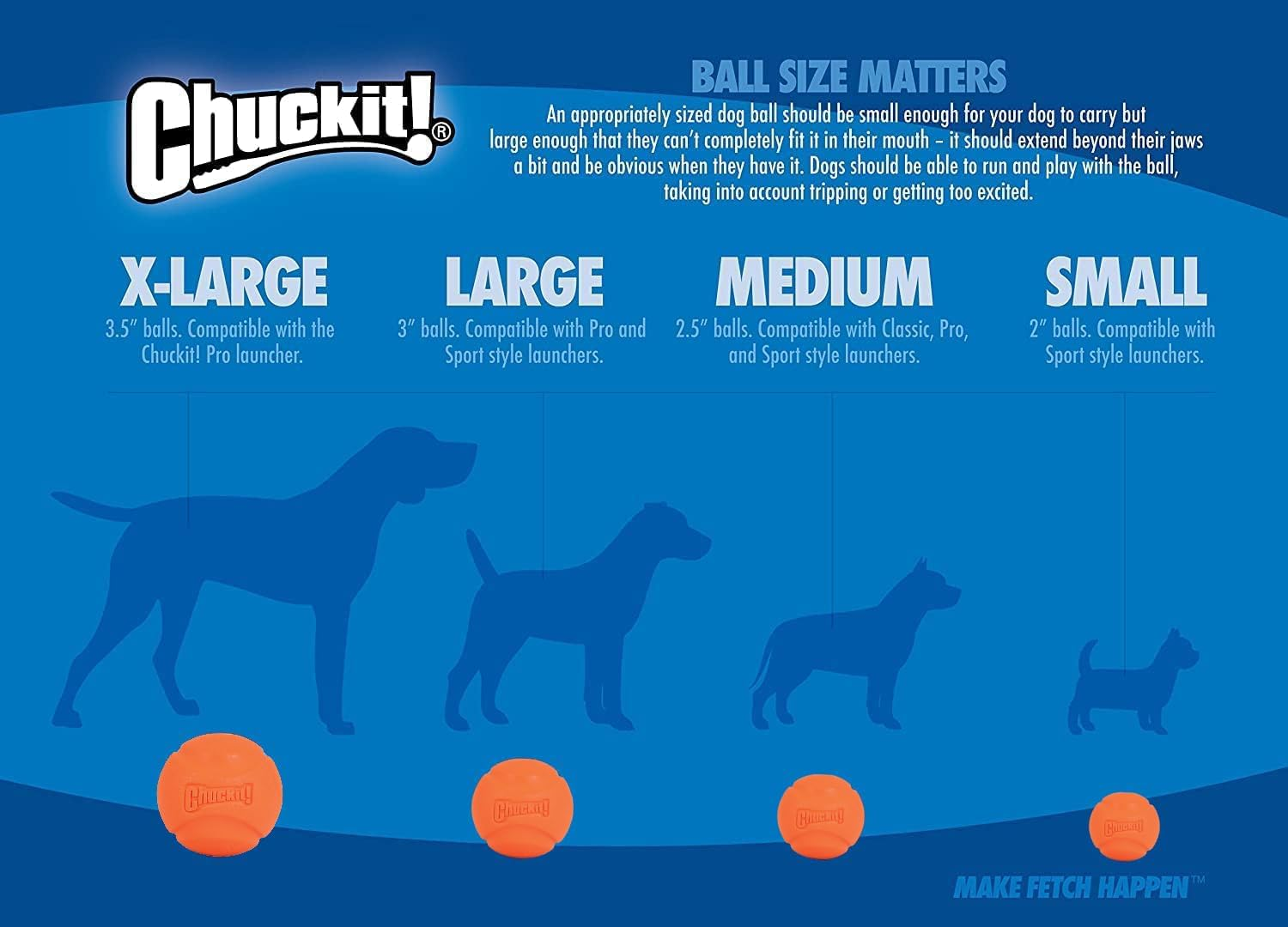Chuckit! 19400 Fetch Ball, Medium, 2.5", 2 Pack, Assorted Orange & Blue image number 4
