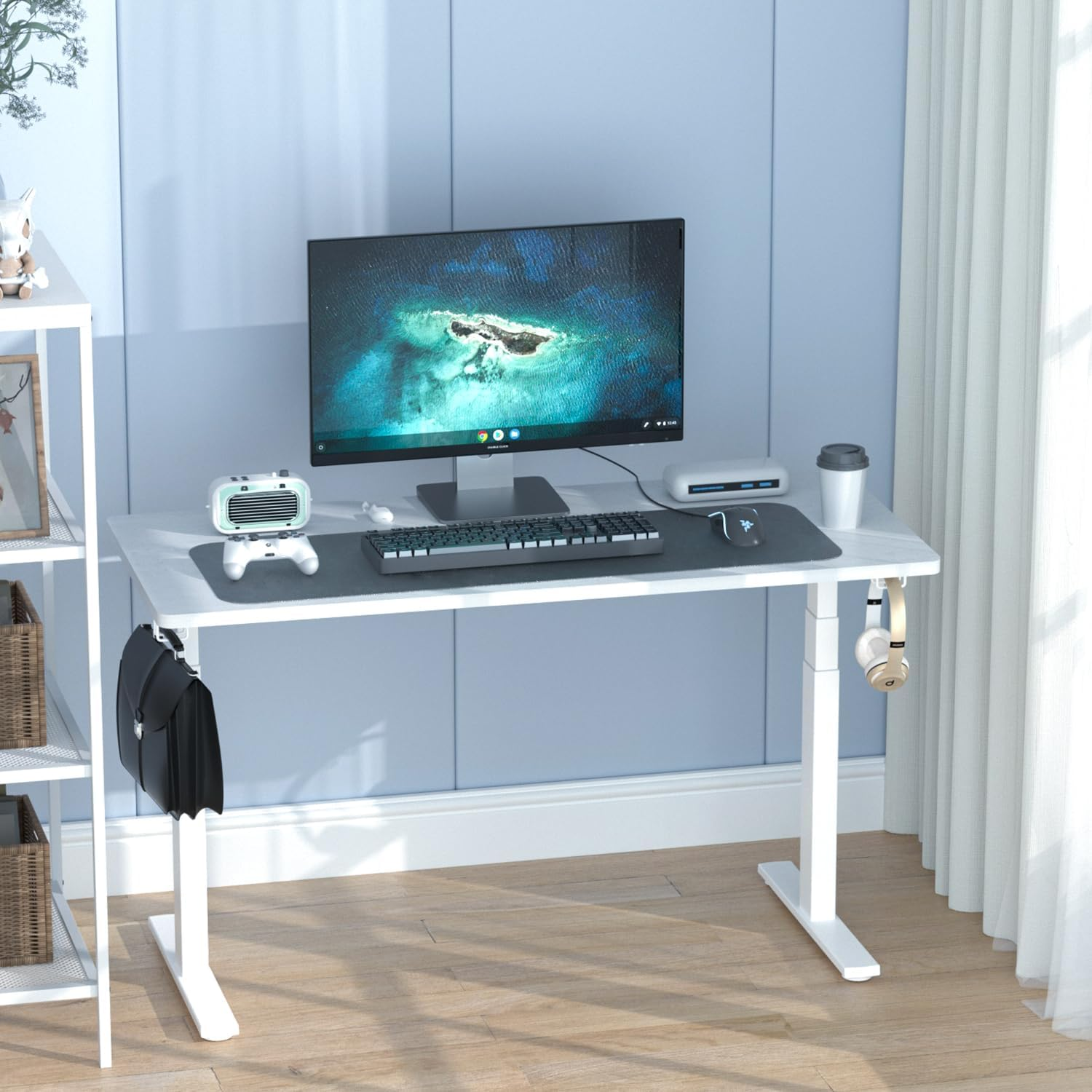 ERGOMAKER Height Adjustable Standing Desk Frame without Desktop, Dual Motor Three-Stage Electric Frame with Automatic Memory Smart Handset (3 Stage|Dual Motor, White)