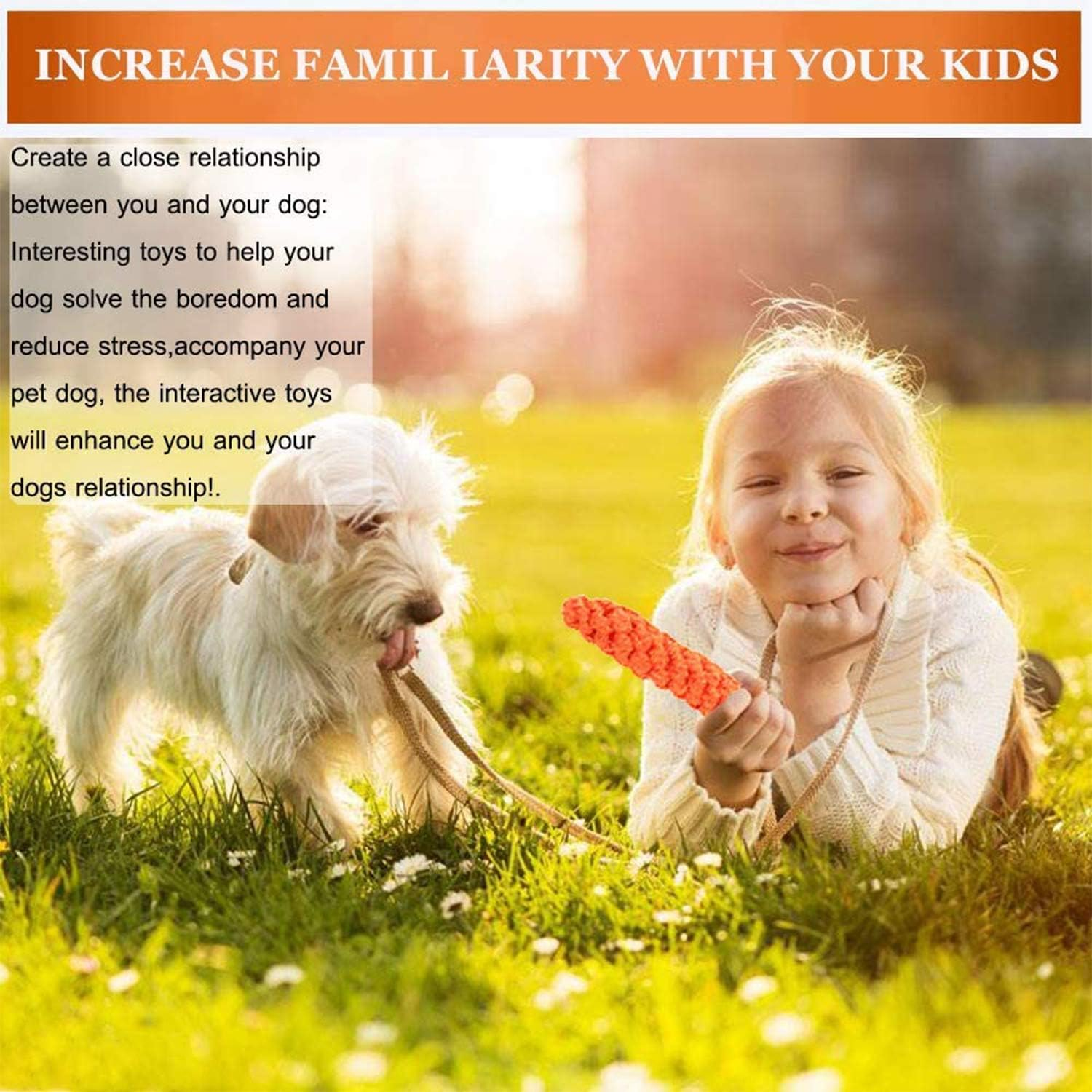 MEKEET Dog Puppy Boredom Rope Toy, 2 Pack Cotton Natural Teeth Cleaning Chew Rope Dogs Ball Knot Training Toy Small Dogs Toy image number 1