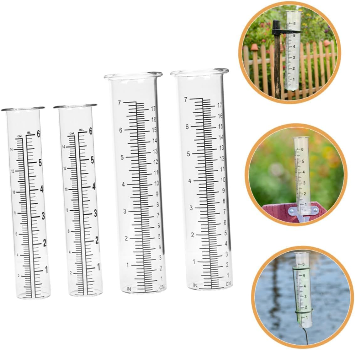 4Pcs Glass Rain Gauge Tubes Replacement Set 6-Inch and 7-Inch Cylinders for Outdoor Rain Water Measuring Device Precise Scale Markings image number 4