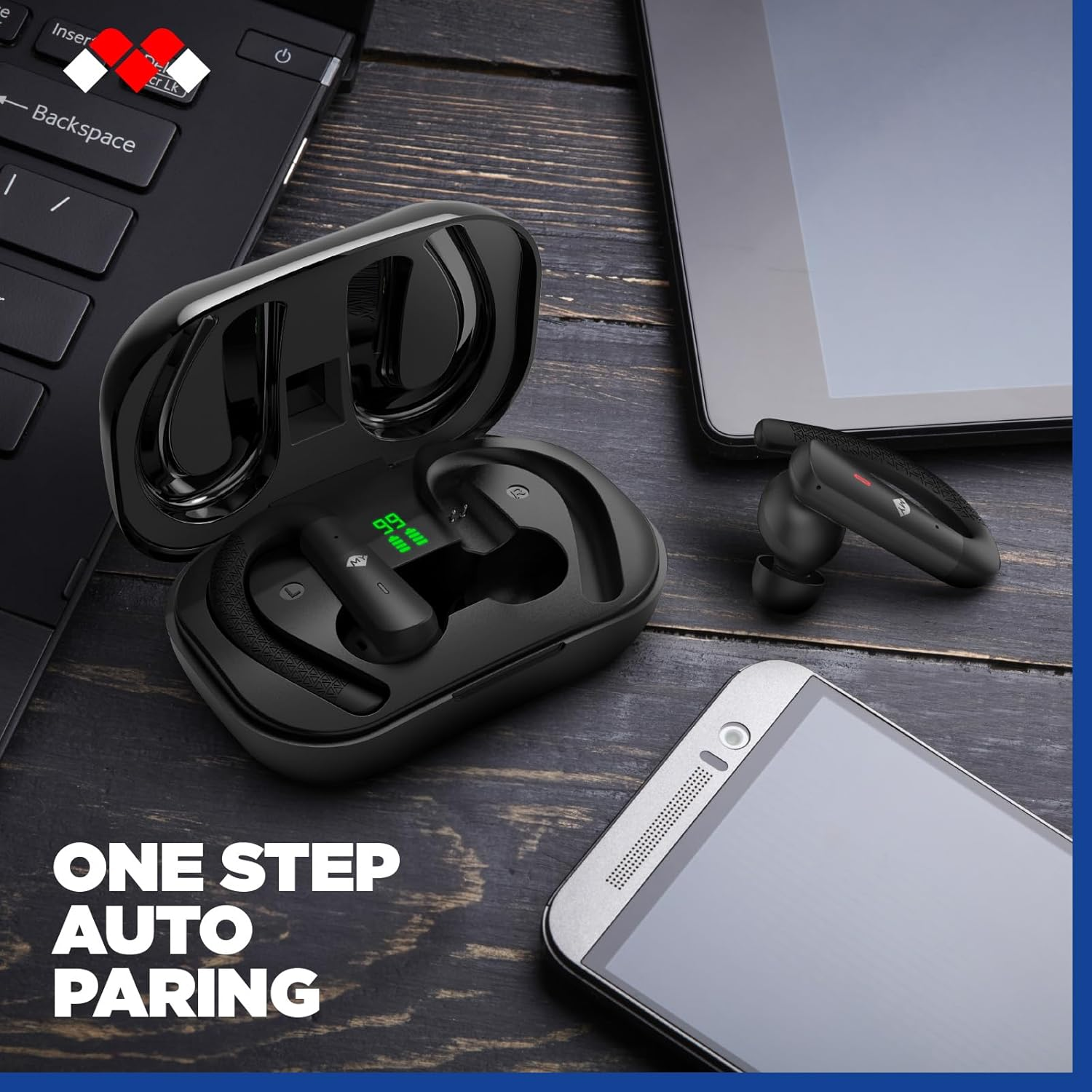 Meliconi Mysound True Fit Plus, True Wireless Bluetooth 5.3 Headphones, Black, for Sports, Touch Control, Charging Box with LED, 32 Hours Battery image number 6