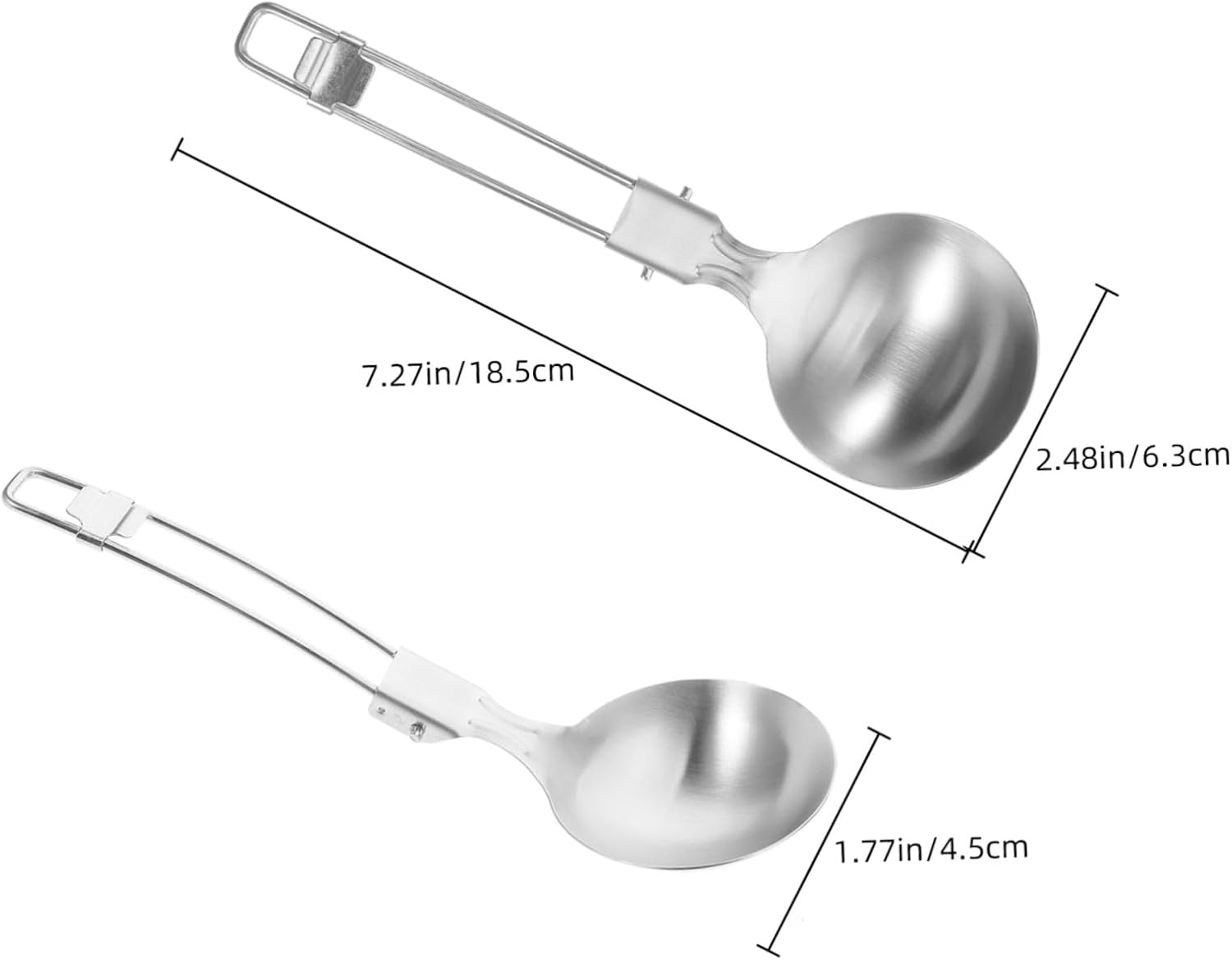 Kisangel Ergonomic Folding Spoon Multi-Use Camping Cooking Utensil Reusable Travel Cutlery Stainless Steel Soup Ladle for Outdoor Adventures