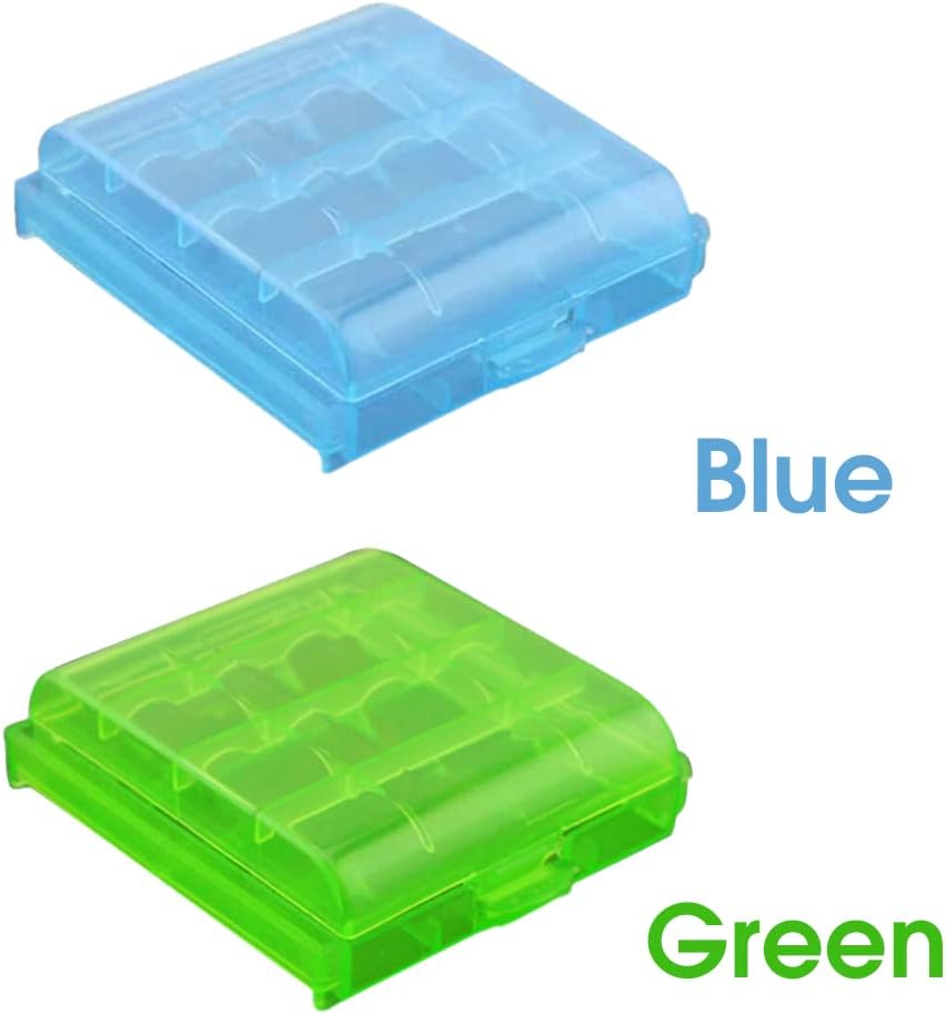 2Pcs (Blue+ Green) Plastic Box Storage Case Protect Battery Hard Holder Box Organizer AA/AAA image number 2