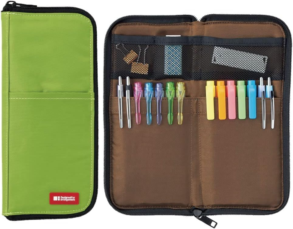 LIHIT LAB Slim Pen/Pencil Pouch, 0.7 &times; 3.9 &times; 8.5 Inches, Yellow Green (A7652-6) image number 1