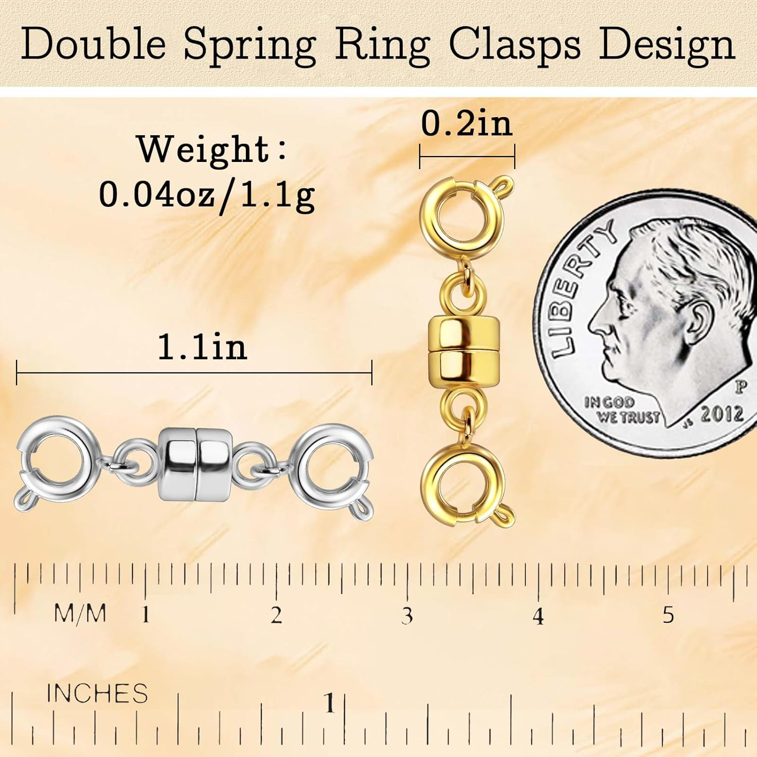 Qulltk Double Magnetic Necklace Clasps and Closures 14K Gold and Silver Bracelet Extender Jewelry Clasps Converters for DIY Jewelry Making - 16Pcs | 8Gold  8Silver image number 4