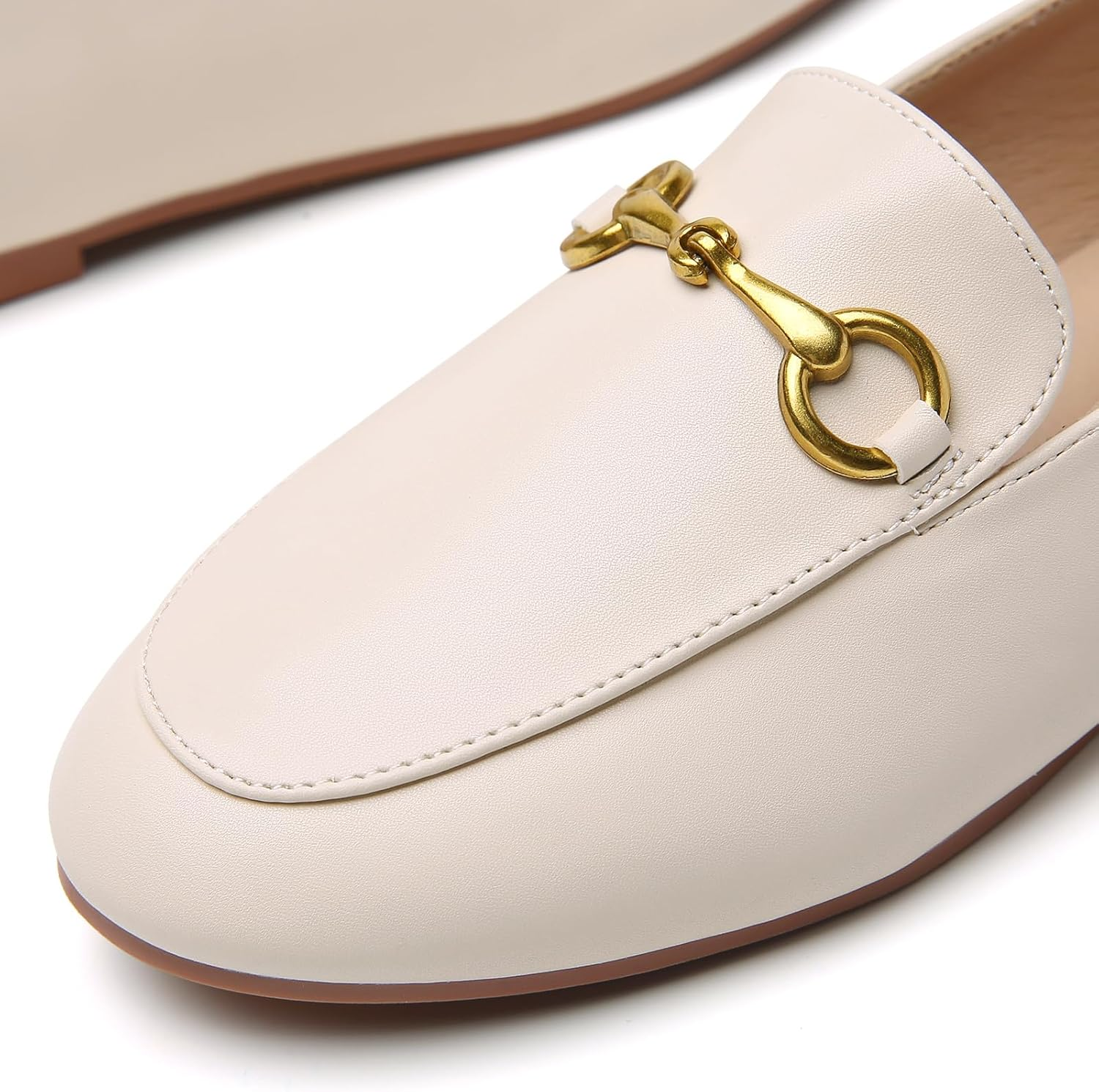 Minorsu Buckle Loafers for Women Slip on round Toe Dress Flats Business Casual Work Driving Shoes image number 5