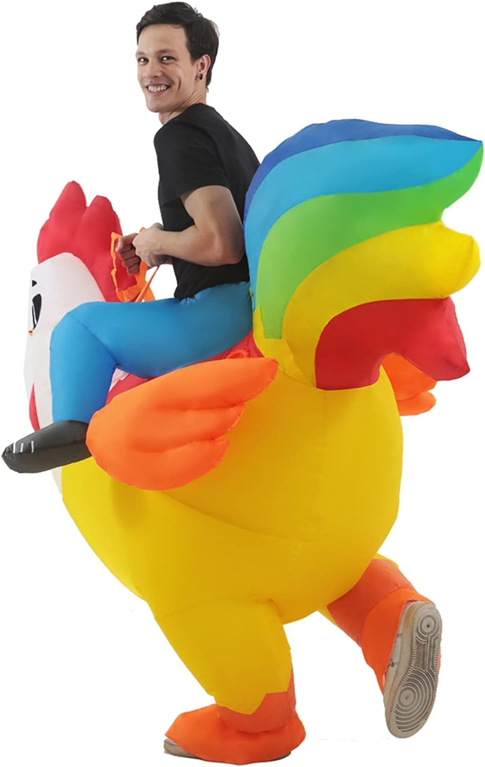 LUVSHINE Inflatable Rooster Costume Ride on Chicken Costume Adult Halloween Costumes for Men Women Blow up Costumes image number 4