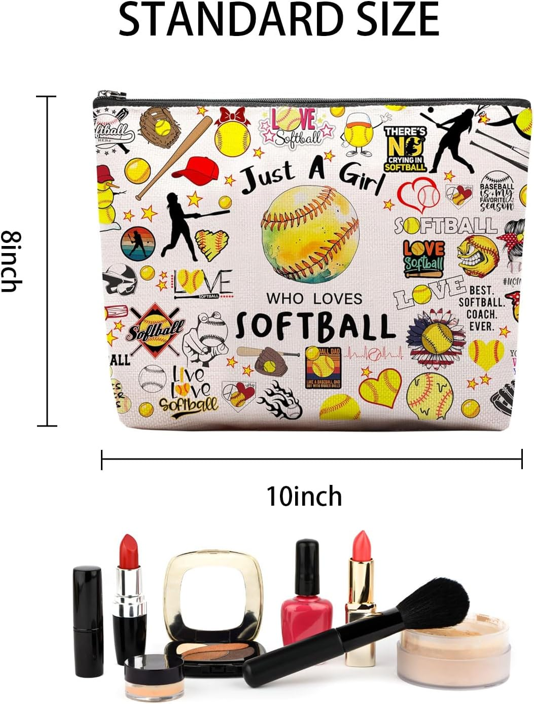 TPZORJX 2 X Make-Up Bags for Women, Cosmetic Bag, Wash Bag, Storage Cosmetic Bag, Multifunctional, with Sports Balls Motif and Zip for Teenagers, Daughter, Sister, Best Friend image number 3