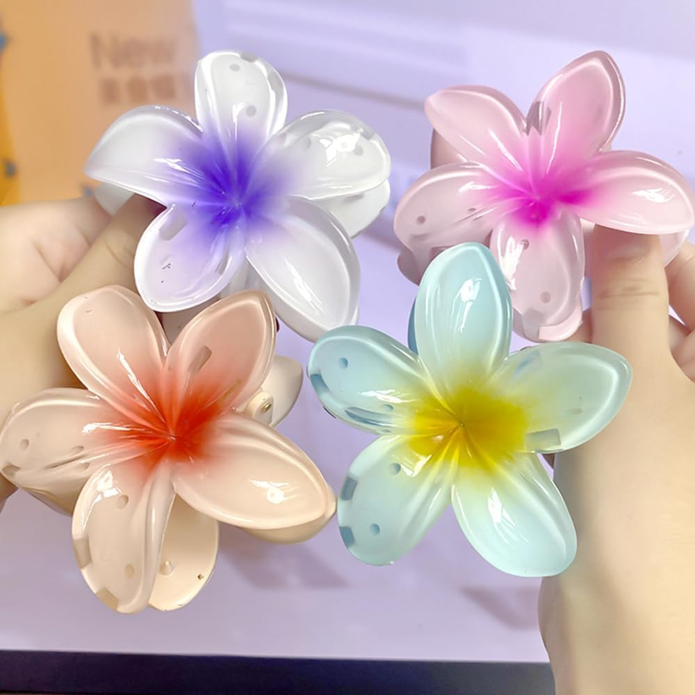 ZSPERKLA Pack of 4 Flower Hair Clips, Non-Slip Cute Hair Clips, Large Hair Clip for Women and Girls image number 3