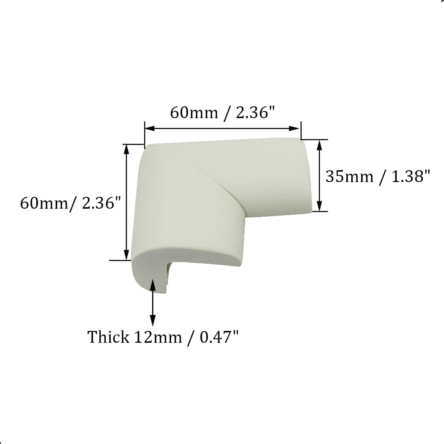 Foam Corner Protectors and Edge Guards for Proofing Furniture, Pre-Taped Safety Bumpers with Strong Adhesive, 4-Pack for Tables, Desks, Cabinets,White - Orevan image number 3