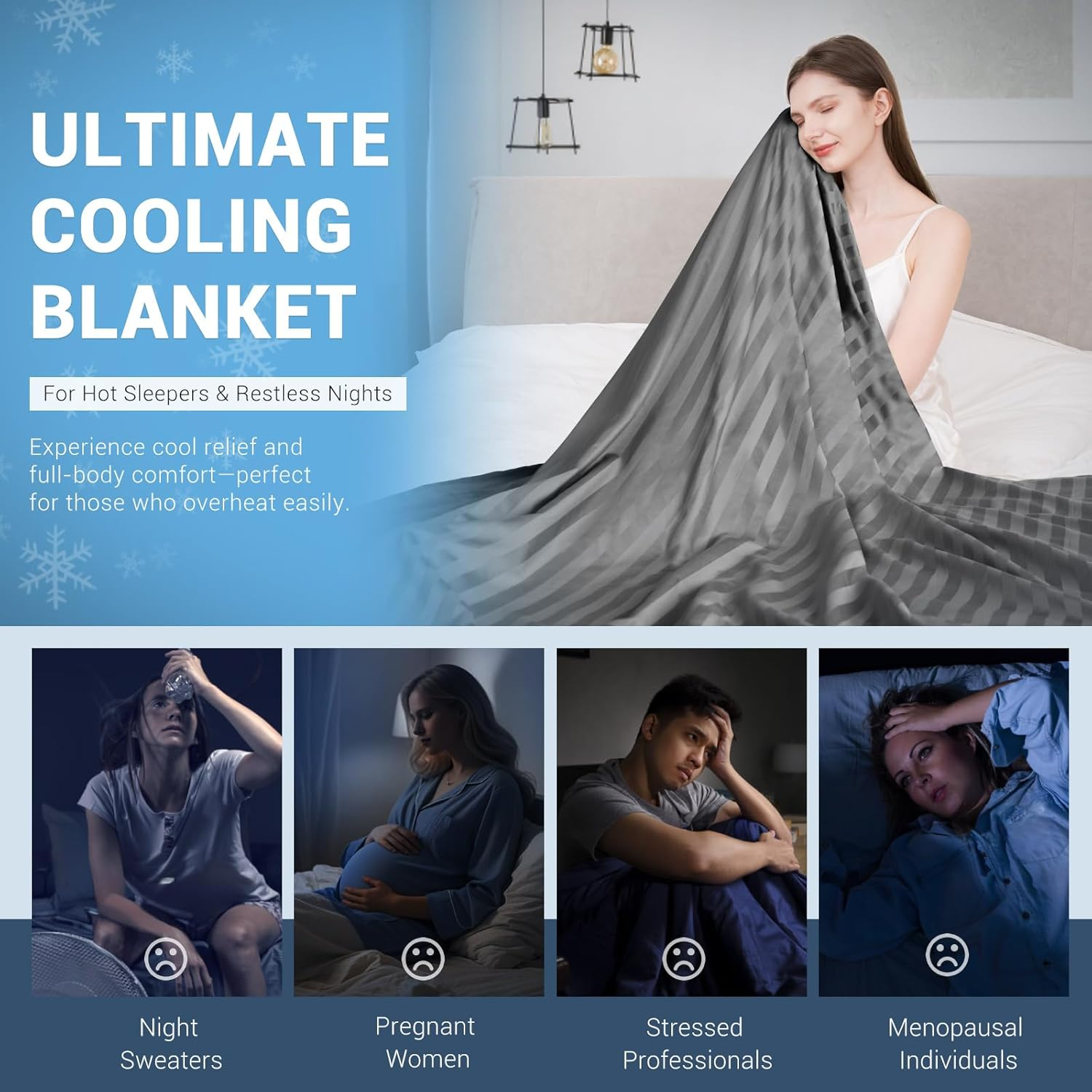 Elegear Revolutionary Cooling Blanket Absorbs Heat to Keep Adults, Children Cool on Warm Nights, Japanese Q-Max 0.5 Arc Chill3.0 Cooling Fiber Cotton Backing, Summer Blanket for Night Sweats,150X200Cm image number 5