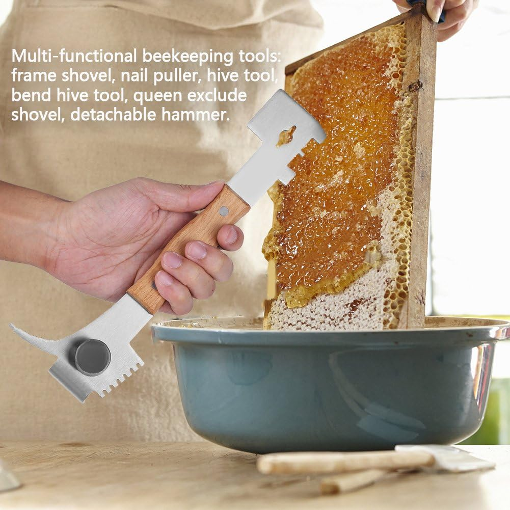 Hive Scraper Tool, Beekeeping Tool, Multifunctional Stainless Steel Bee Keeper Hive Tool Beekeeping Equipment image number 2
