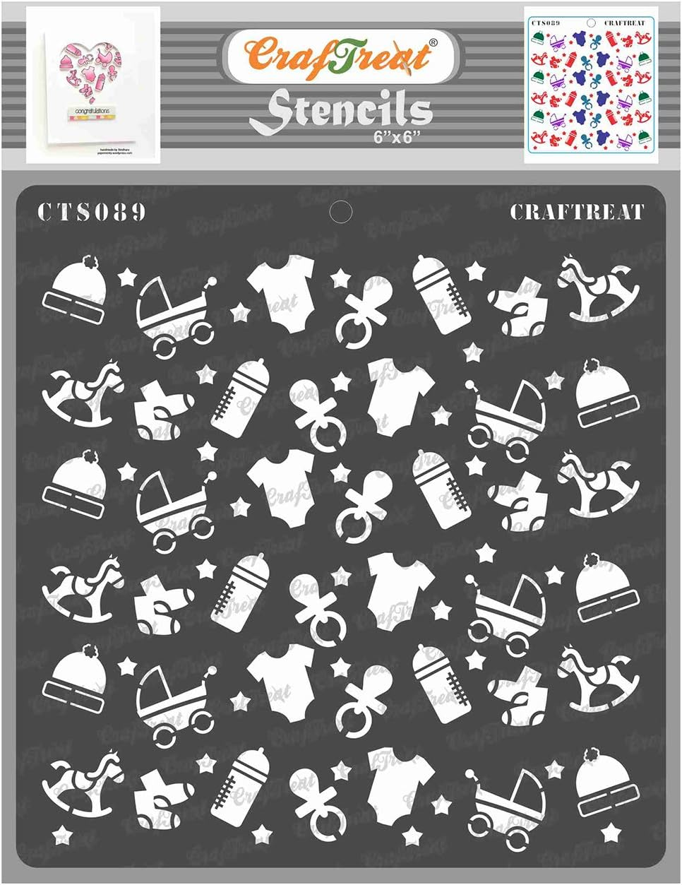 Craftreat Geometric Stencils for Painting on Canvas, Wall Art, Home Decor, Scrapbooking and Journal Notebook - Background - 6"X6" - Reuseable Pattern Stencil for Room Decor & Scrapbooking