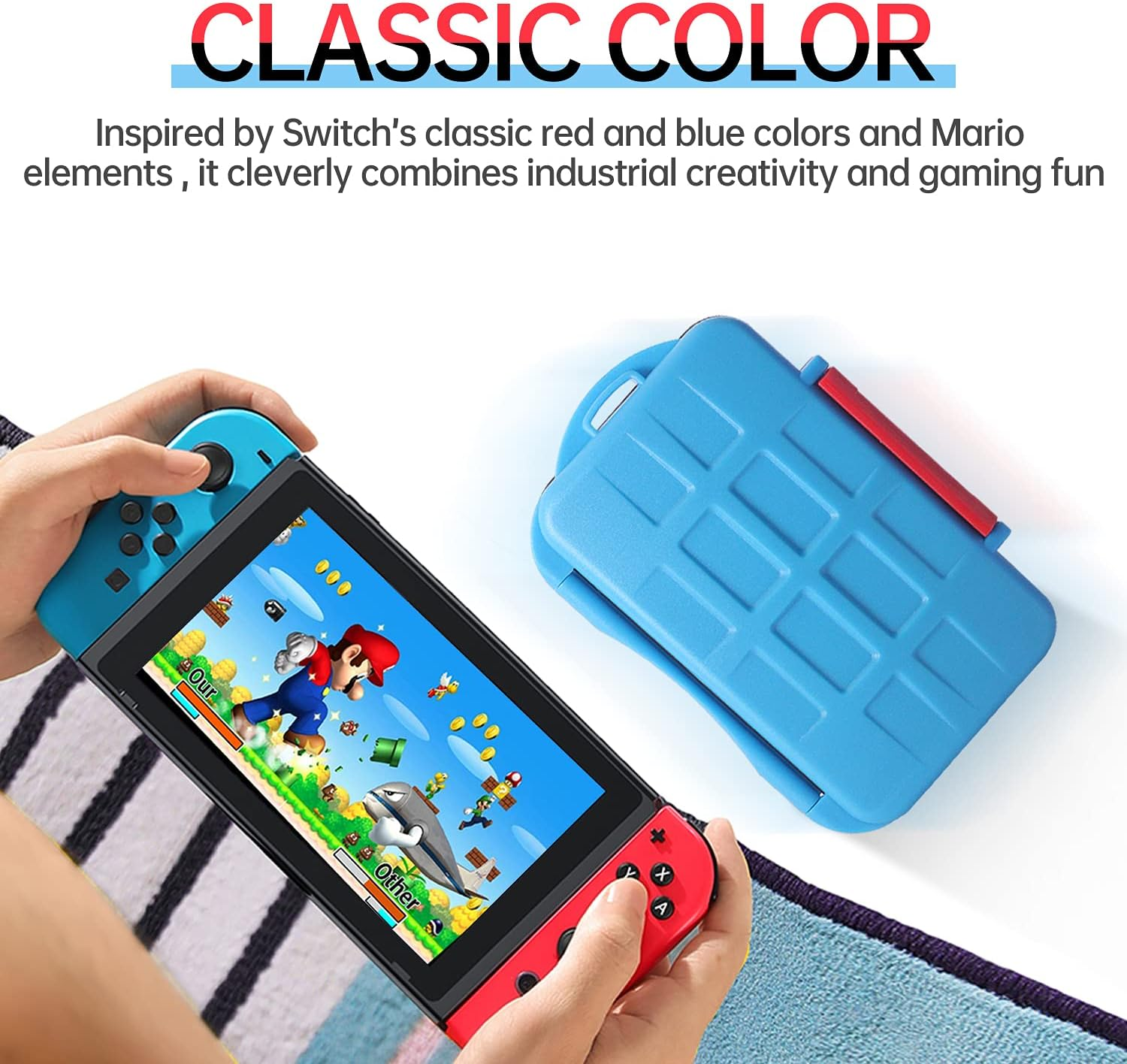 LYNCA Game Card Case for Nintendo Switch, Game Card Holder with 12 Card Slots, Protective Hard Shell Soft Lining Rubber and Portable Switch Game Cartridge Case, Suitable for Switch NS NX (Blue) image number 5