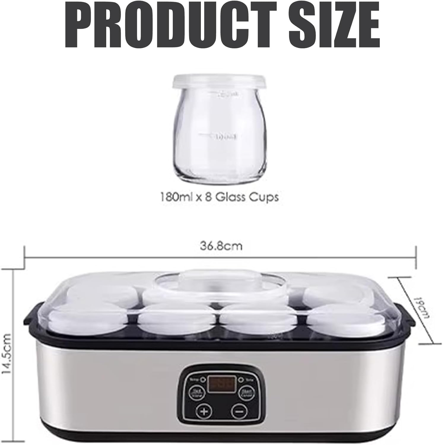 Yogurt Maker, Automatic Digital Yogurt Maker Machine with Adjustable Temperature & Time Control, Stainless Steel Cheese Maker, Fruit Wine Maker with LCD Display(Au Plug) image number 5