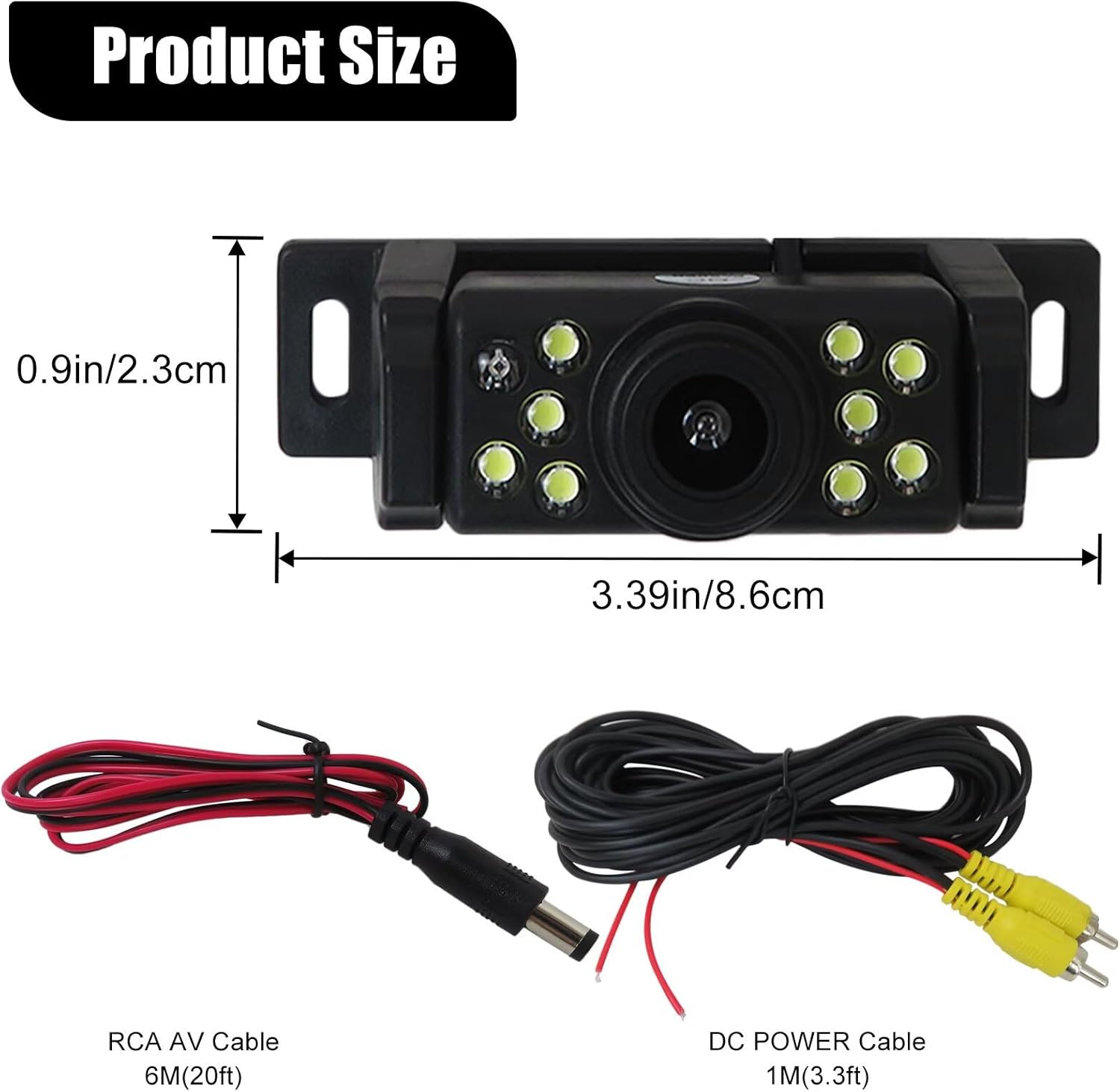 Upgraded 170&deg; Reverse Camera Car Replacement Fits for Most of Vehicles License Plate, Rear View Backup Parking Cam HD Waterproof Night Vision image number 5