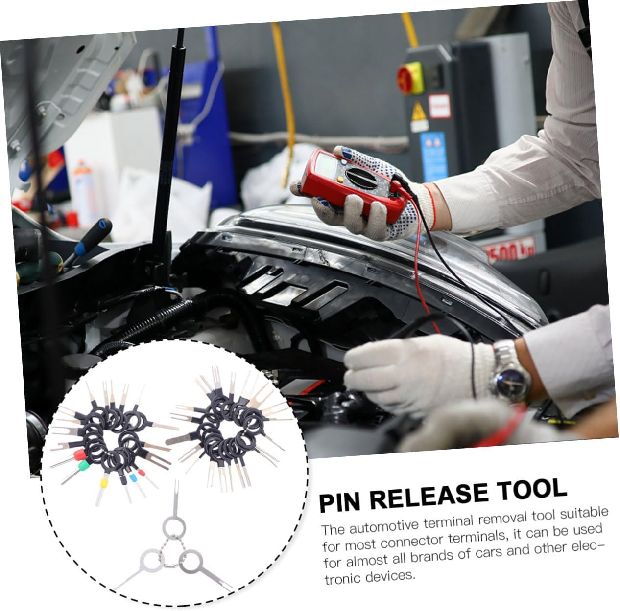 HAPINARY Automotive Terminal Tool Kit Wire Harness Pin Extractor Plastic Handle Steel Spring Plate Easy Terminal Removal image number 6