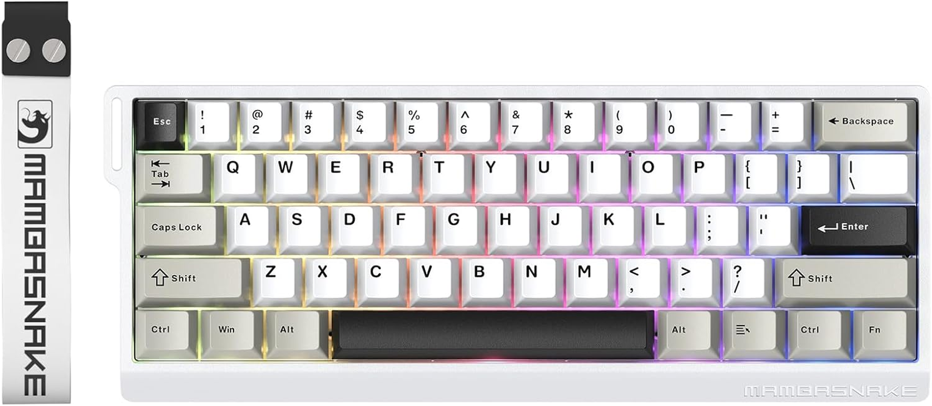 MAMBASNAKE X60 HE Magnetic Gaming Keyboard,Hall Effect Rapid Trigger 60% Wireless Mechanical Keyboard,8Khz Polling Rate,0.01Mm Adjustable Actuation,Tri-Mode Rgb,Web Driver for Pc/Mac/Esports-White