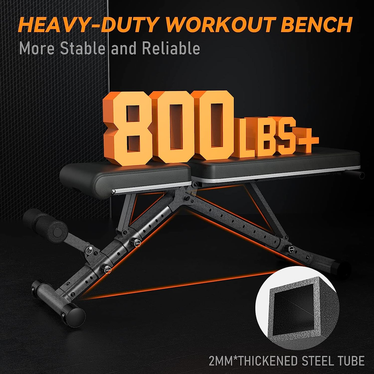 Foldable Weight Bench - Adjustable Bench for Full Body Workout, Fully Upright Backrest Design, Multi-Purpose Incline Decline Bench - 2026 Version Black image number 5