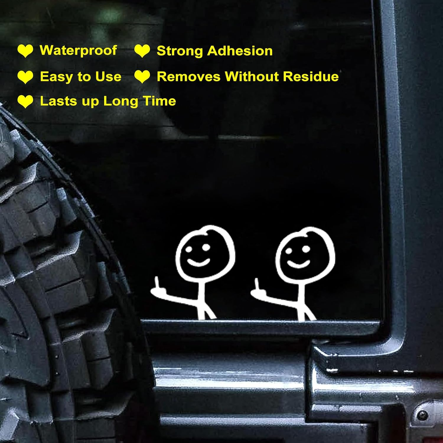 2PCS F*Ck You Funny Meme Decal,Middle Finger Car Decal,Cute and Humorous Cartoon Sticker,White Graphics Vinyl Decal for Cars,Trucks,Window,Computer image number 2