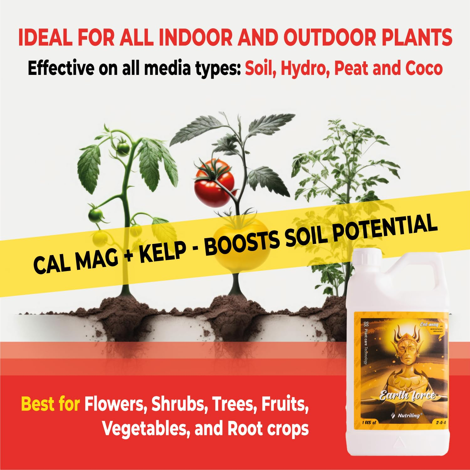 Earth Force 2-0-0 - Cal Mag for Plants. Cal-Mag for Plants Fertiliser for Healthy Buds. Excelent Calcium Magnesium Fertiliser. Ideal Calmag for Plants and Hydroponic Nutrients - 1 L image number 4