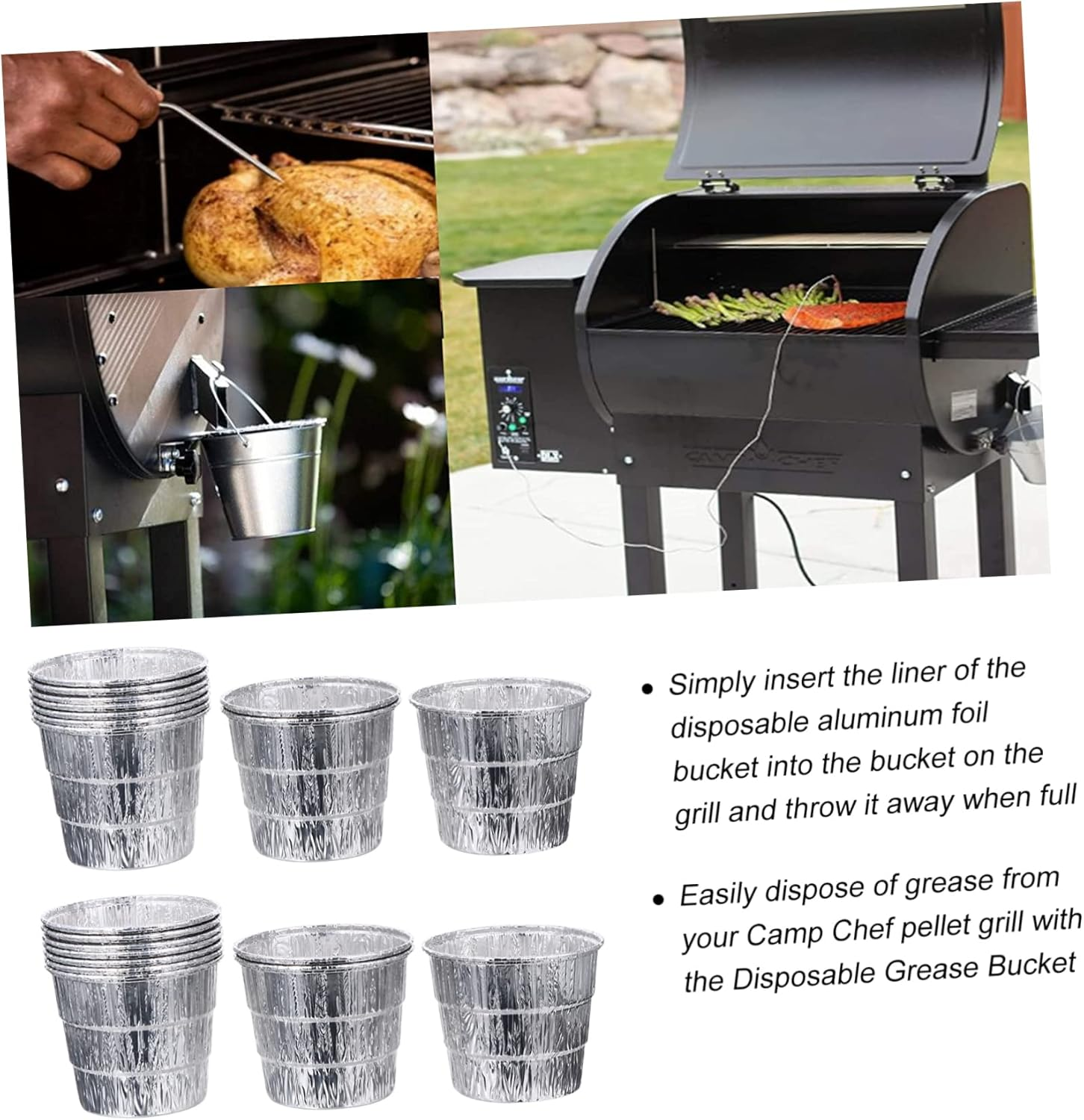 12Pcs Disposable BBQ Foil Lining for Grease Bucket Durable Galvanized Foil Liners for Pellet Grills Easy to Use Replace for Home Party Camping image number 2