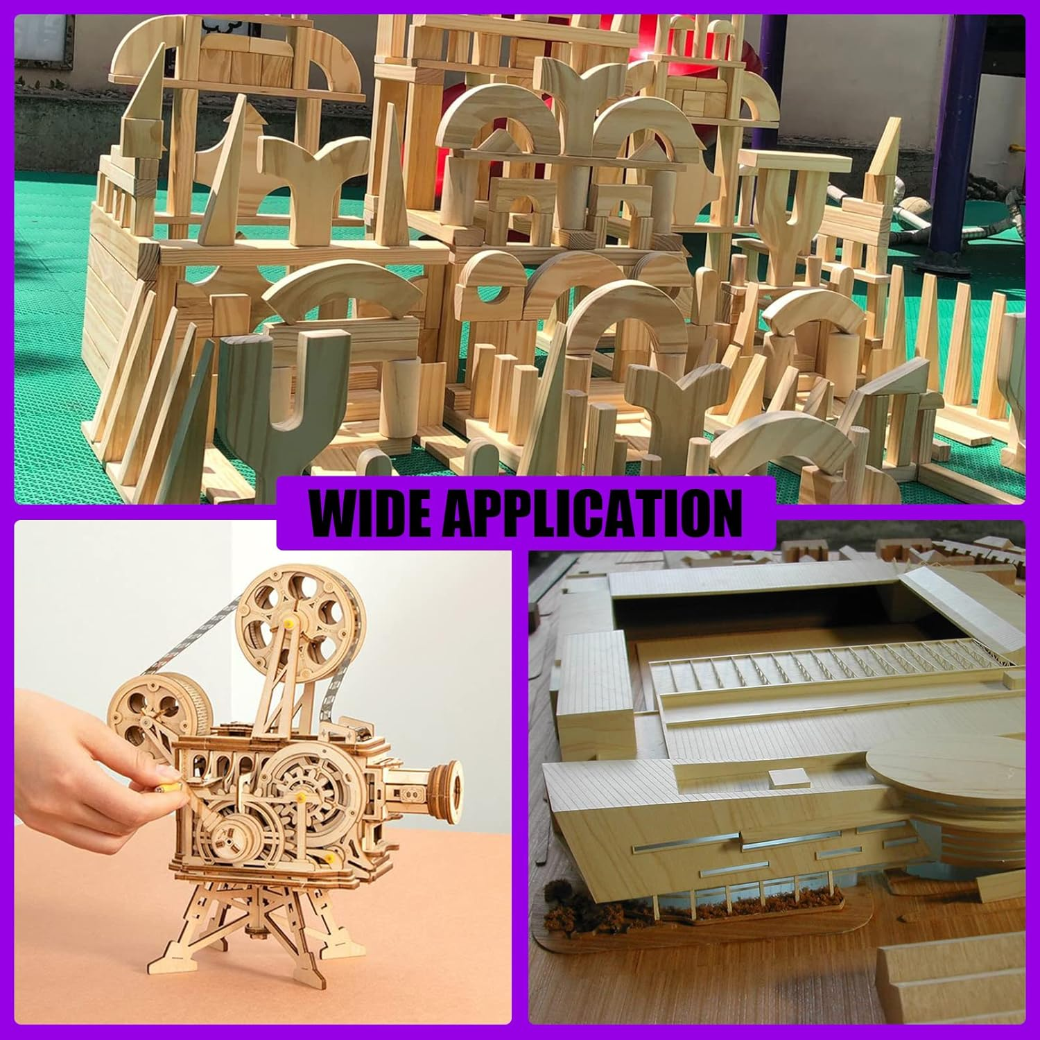 Swpeet 16Pcs 3 Sizes Basswood Sheets Kit - 7.87 Inch and 11.8 Inch Square Thin Wood Plywood Board with Trimmer Pen Knife - Natural Unfinished Wood for Crafts image number 1