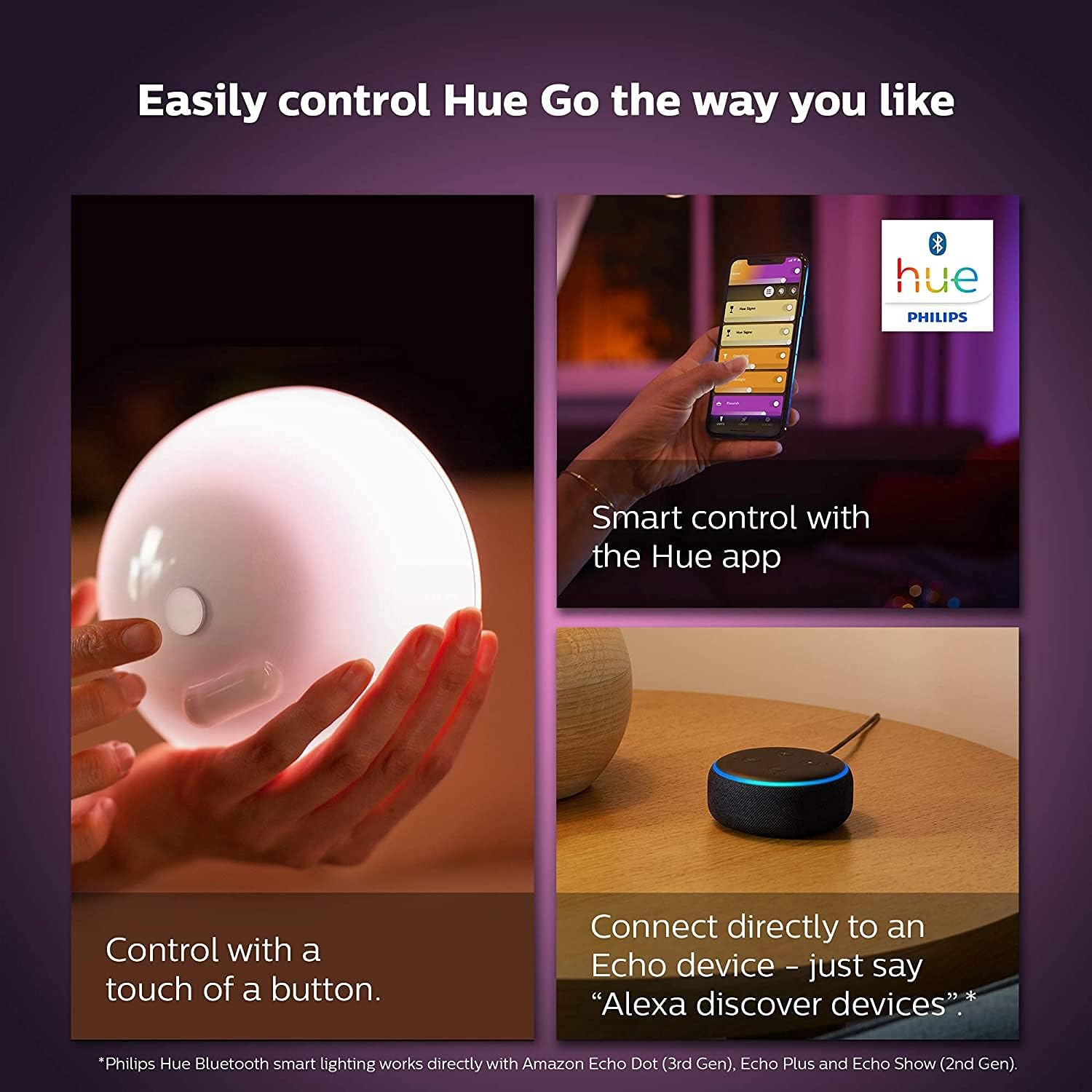 Philips Hue Go 2.0 White & Colour Ambiance Smart Portable Light with Bluetooth, Compatible with Alexa and Google Assistant image number 6