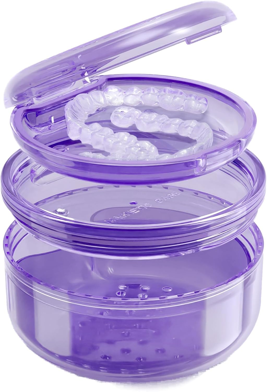 Denture Case Retainer Cleaning Case: 2 in 1 Retainer Case, No-Leak Denture Bath Box Cup, Complete Clean Care for Dentures, Clear Braces, Mouth Guard, Night Guard & Retainers