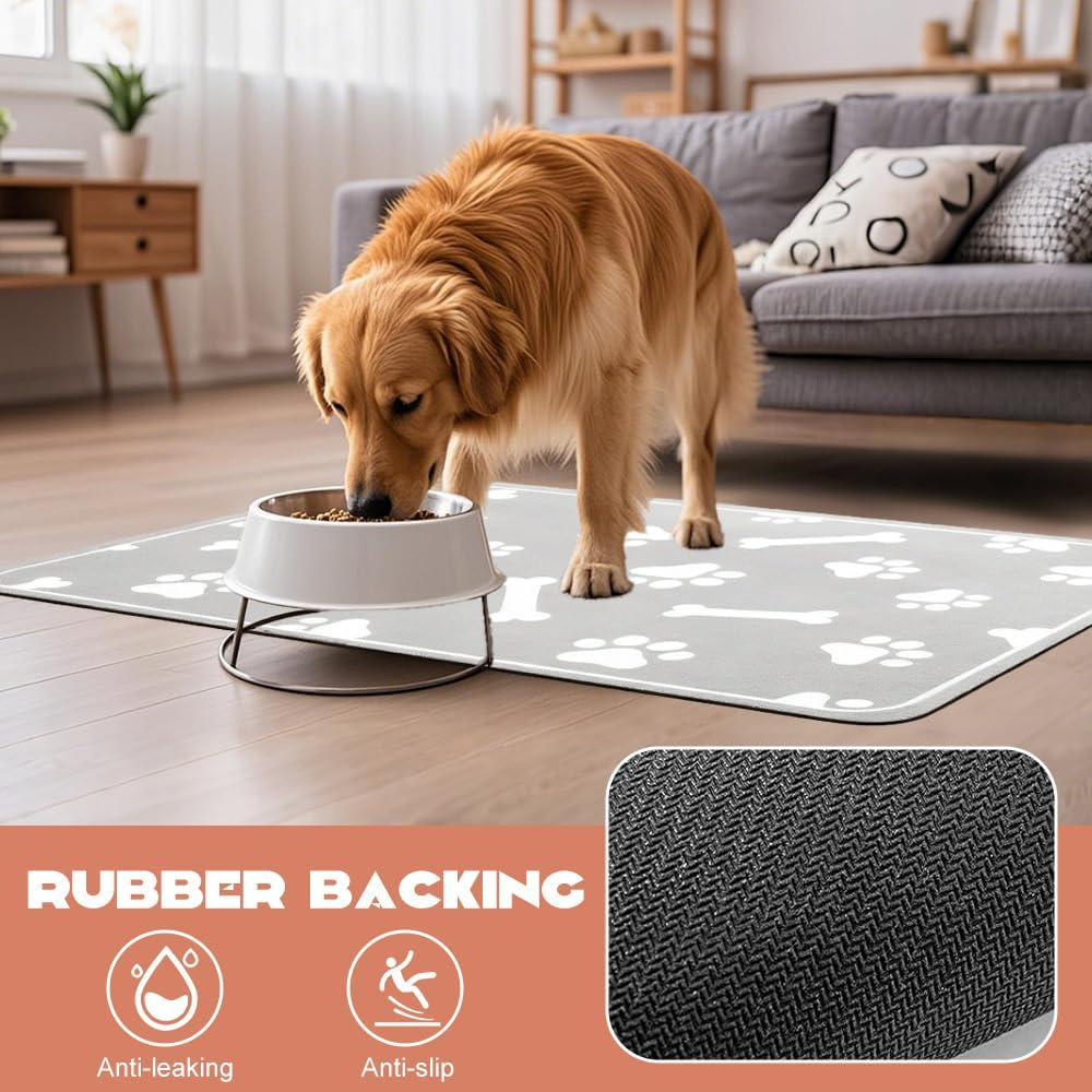 Satiskid Pet Feeding Mat, 30 X 50 Cm, Absorbent Feeding Mat for Dogs, Dirt-Resistant, Quick Drying Feeding Mat for Dogs and Cats, Bathroom Mat image number 2