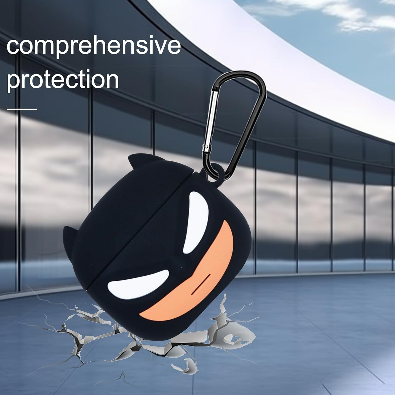 Cute Case for Airpods 4Th Generation Cover, with Magnetic Anti-Lost Cord, Keychain and Cleaner Pen Kit, 3D Cartoon Animal Soft Silicone Funny Cover for Airpods 4 Case Accessories Set for Men - Black image number 1