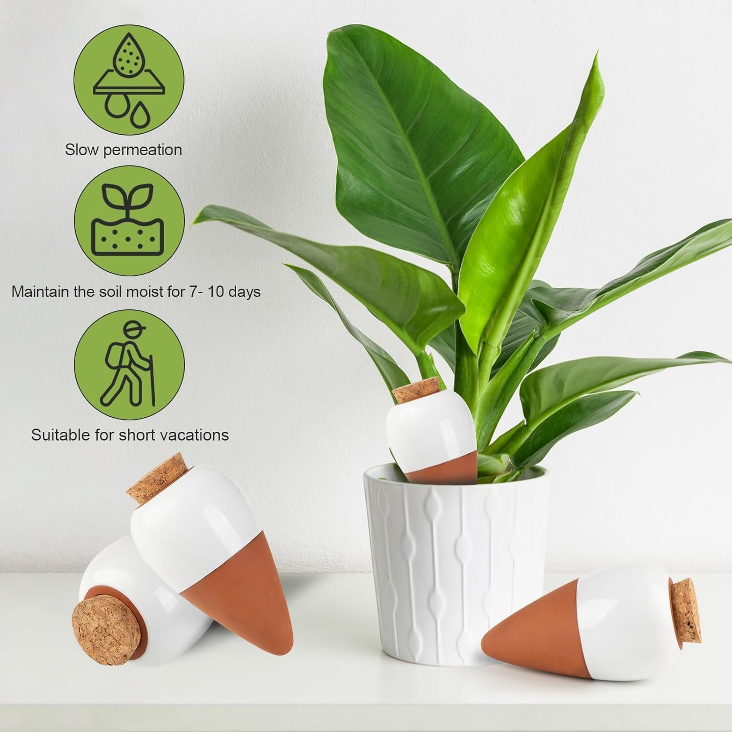 4 Pack Plant Self Watering Globes, Terracotta Watering Spikes, Slow Release Olla Pots Holds 16 Oz, Drip Irrigiation Olla System image number 1