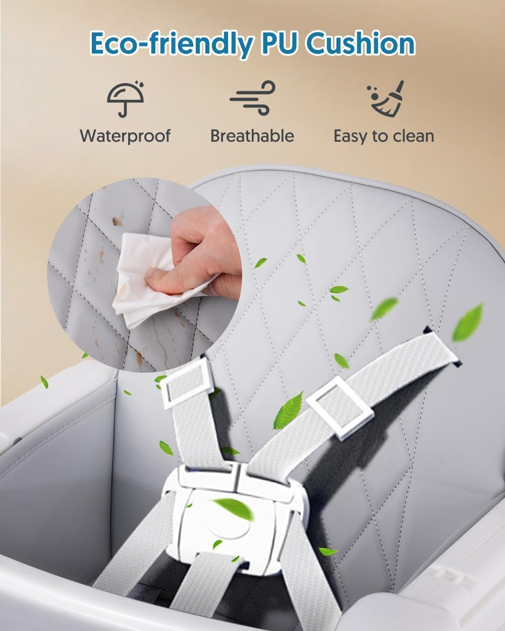 Bellababy High Chair, Adjustable Convertible 3 in 1 Baby Highchair, Booster Seat, Toddler Chair Compact/Light Weight/Portable/Easy to Clean image number 6