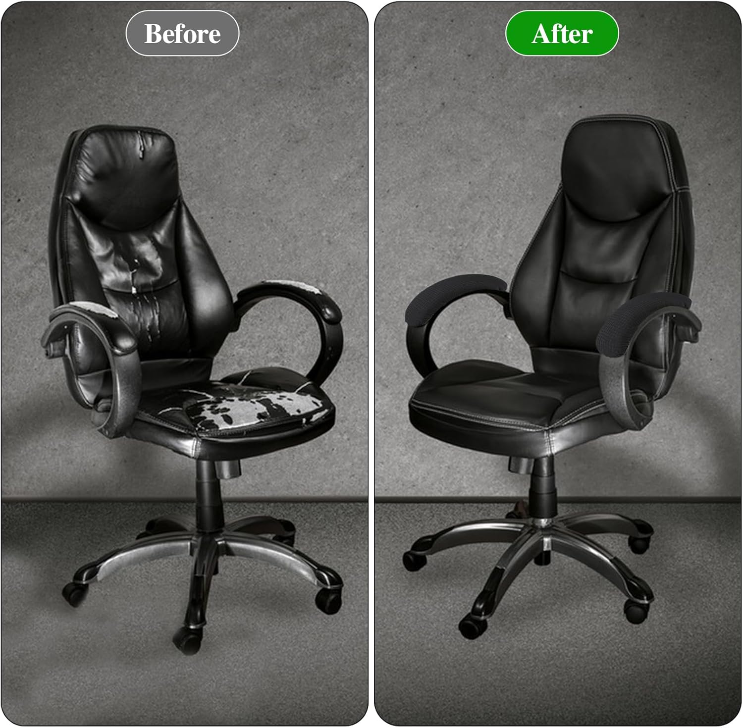 KALIONE 2 Pairs Office Chair Arm Covers, Armrest Slipcover Pads, Removable Office Chair Cover, Chair Arm Pads Arm Protectors, Office Removable Arm Rest Covering, Elastic Chair Armrest Cover(Black) image number 2