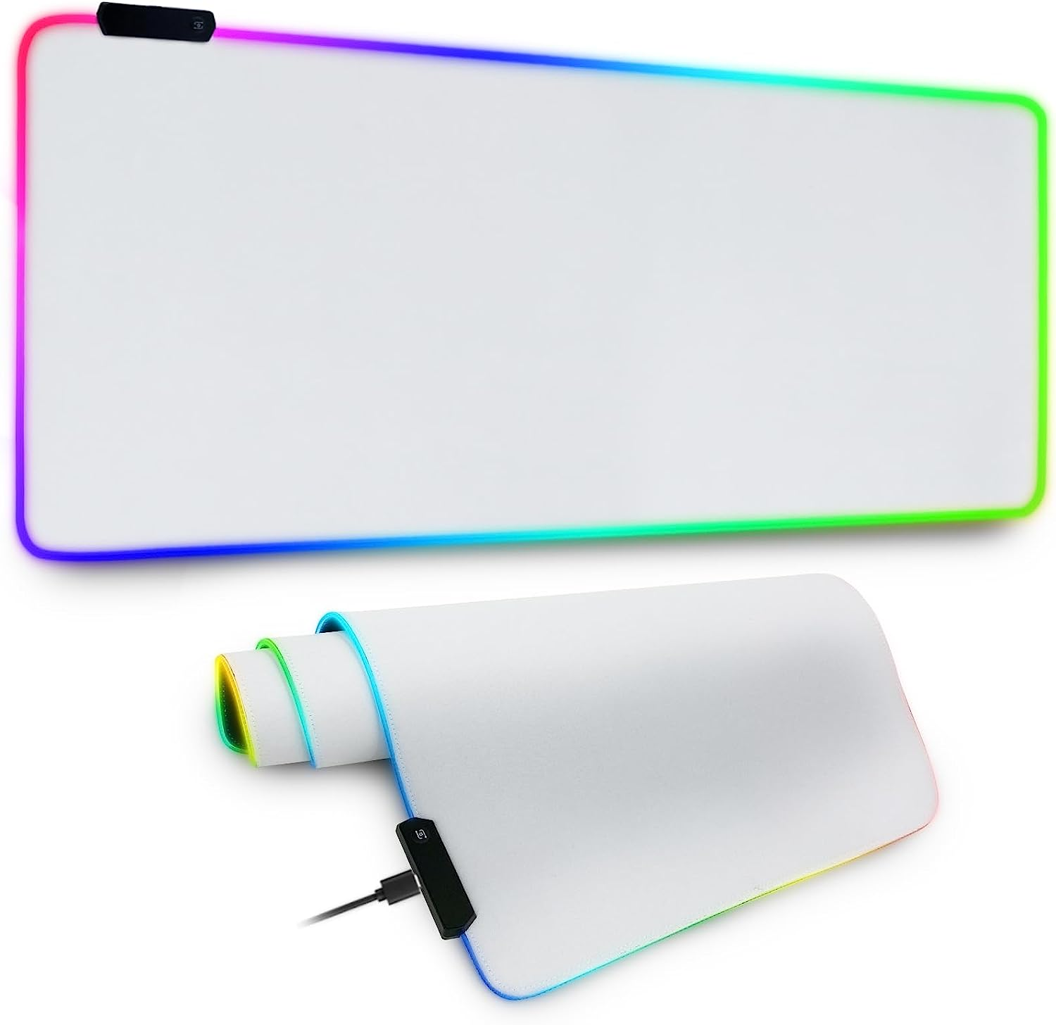 RGB Gaming Mouse Pad Extended Desk Mat 90X40Cm RGB Gaming Keyboard Pad Desk Mat Gaming Extra Large Upgrade Thickening 5Mm XXL Large Pro Mouse Mat Non-Slip Rubber for Pcgamer, Office (Black)